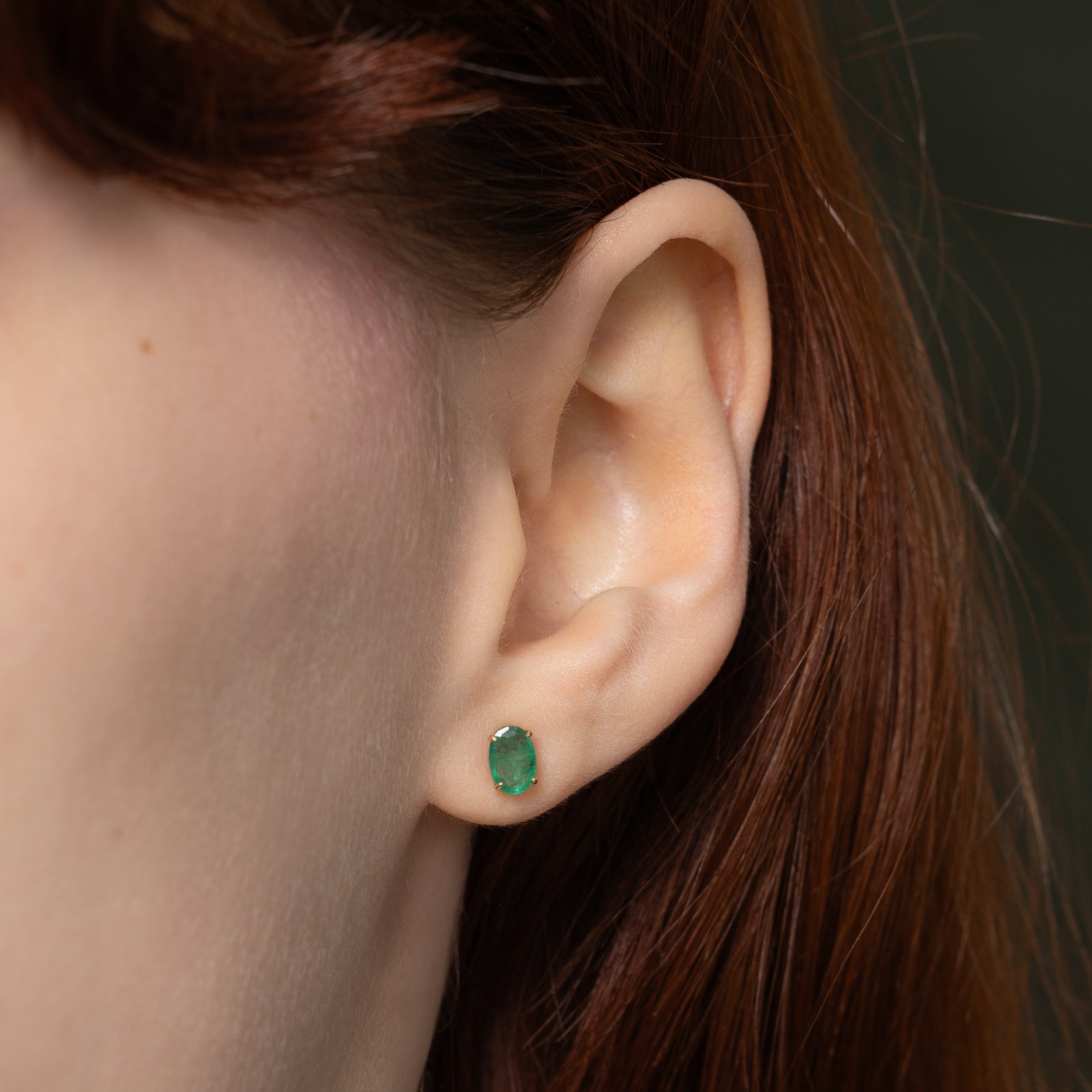 Oval Cut Green Emerald Stud Earrings | 0.50ctw
