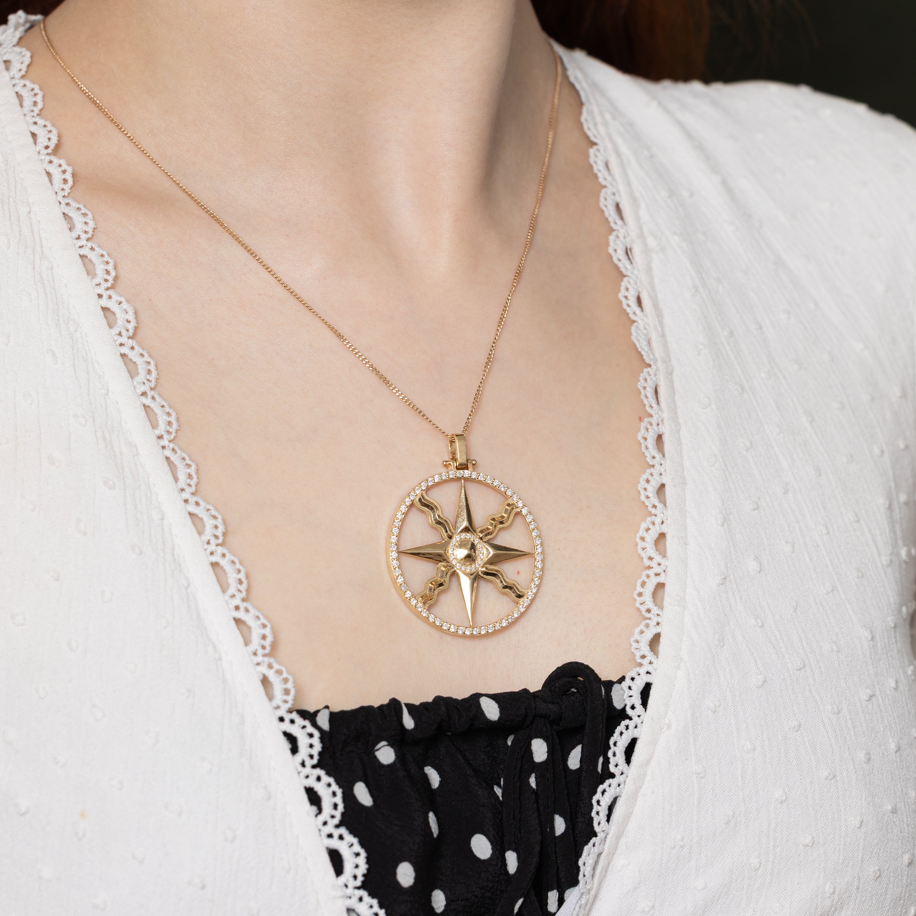 Diamond Halo Compass Pendant | 1.00ctw