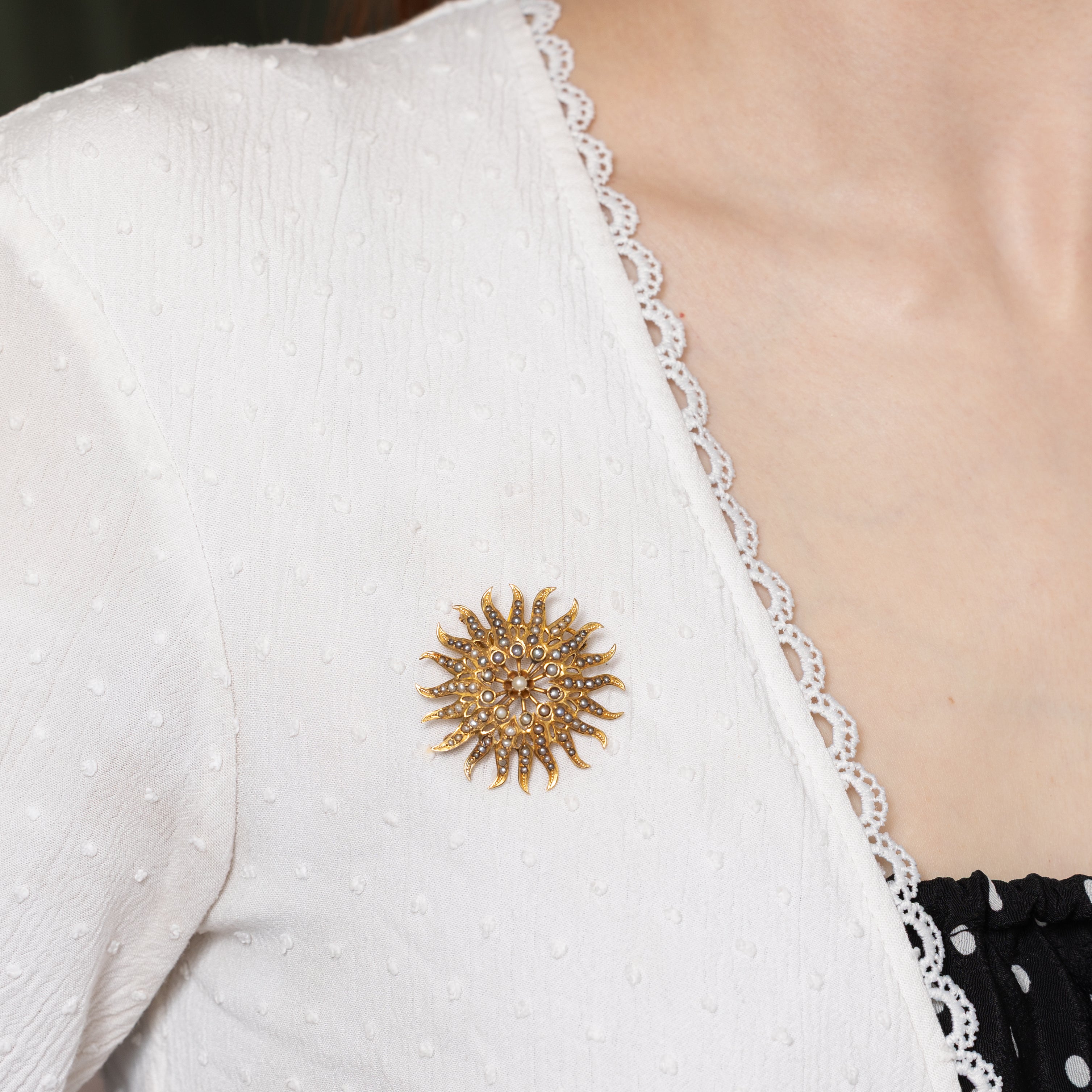 Pearl Sunburst Convertible Pendant & Brooch