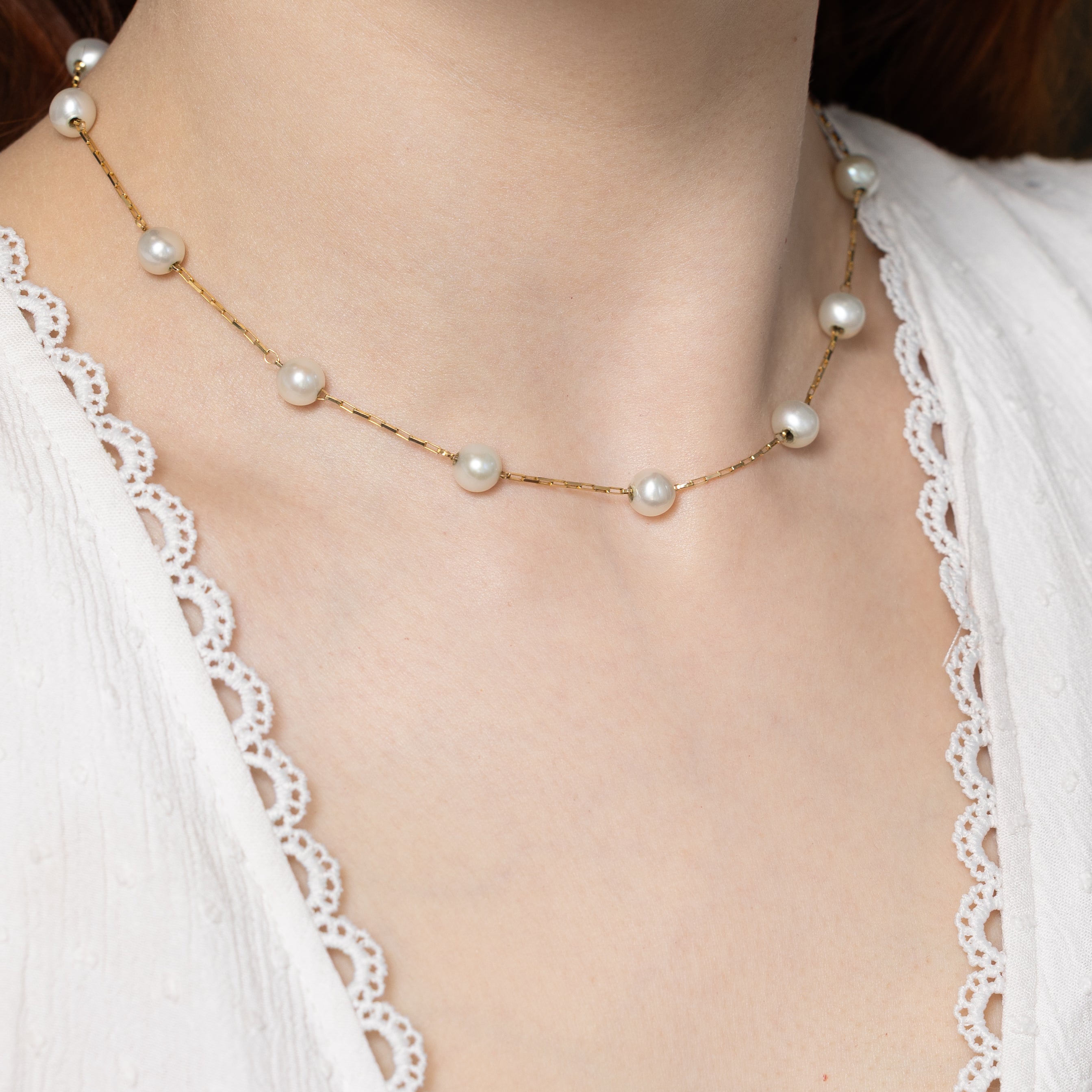 Pearl Satellite Beaded Necklace | 14"