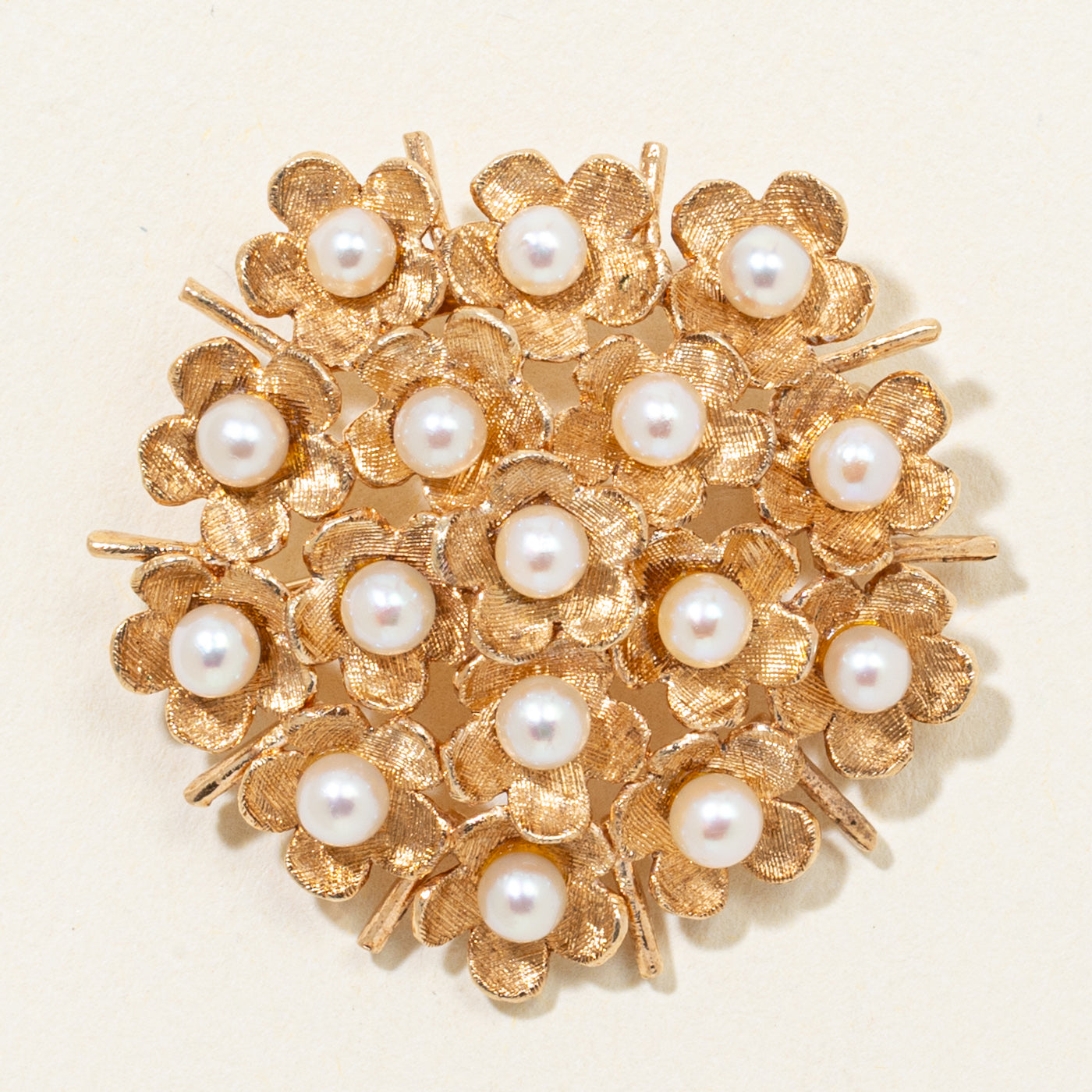 'Birks' Pearl Flower Patch Brooch