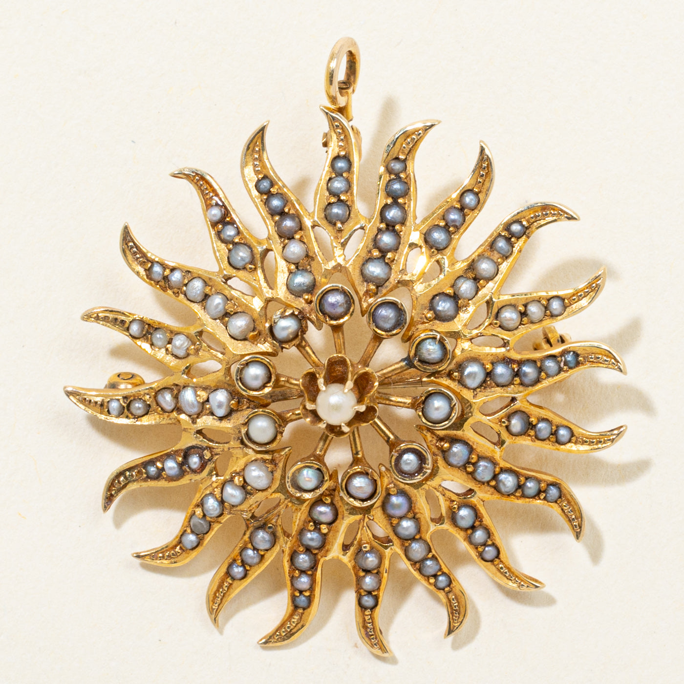Pearl Sunburst Convertible Pendant & Brooch