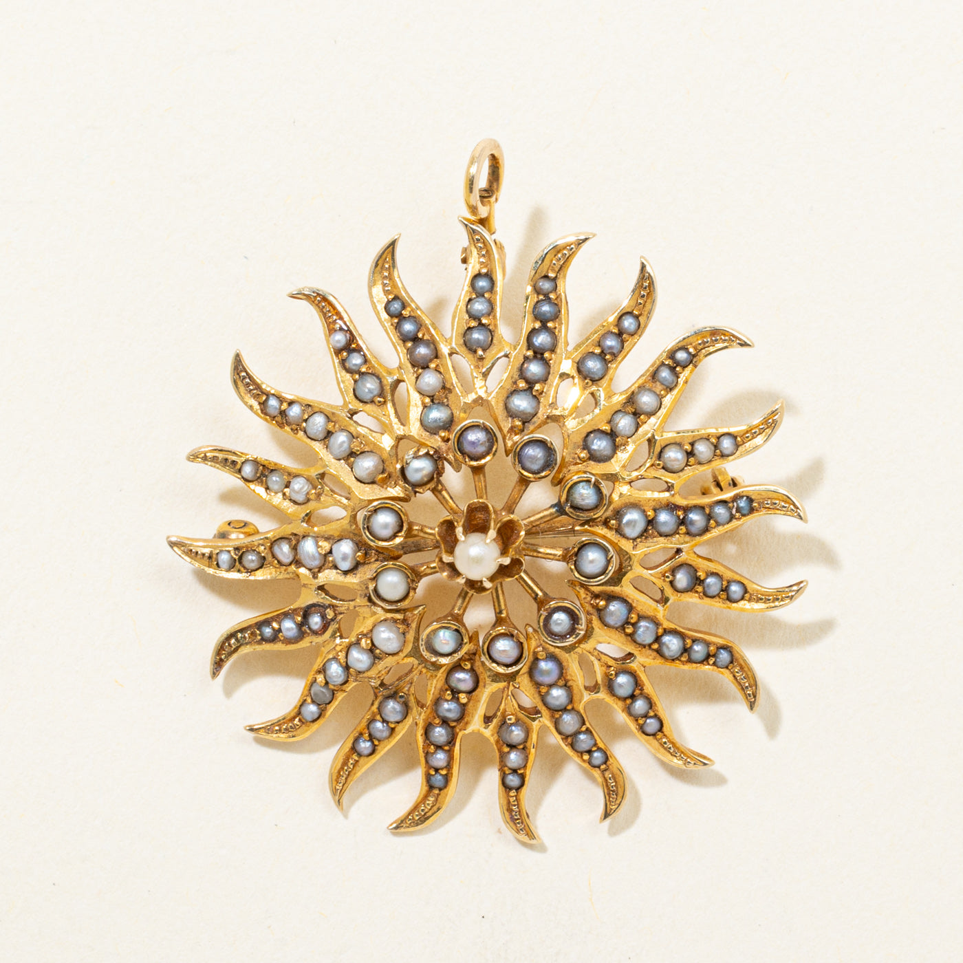 Pearl Sunburst Convertible Pendant & Brooch