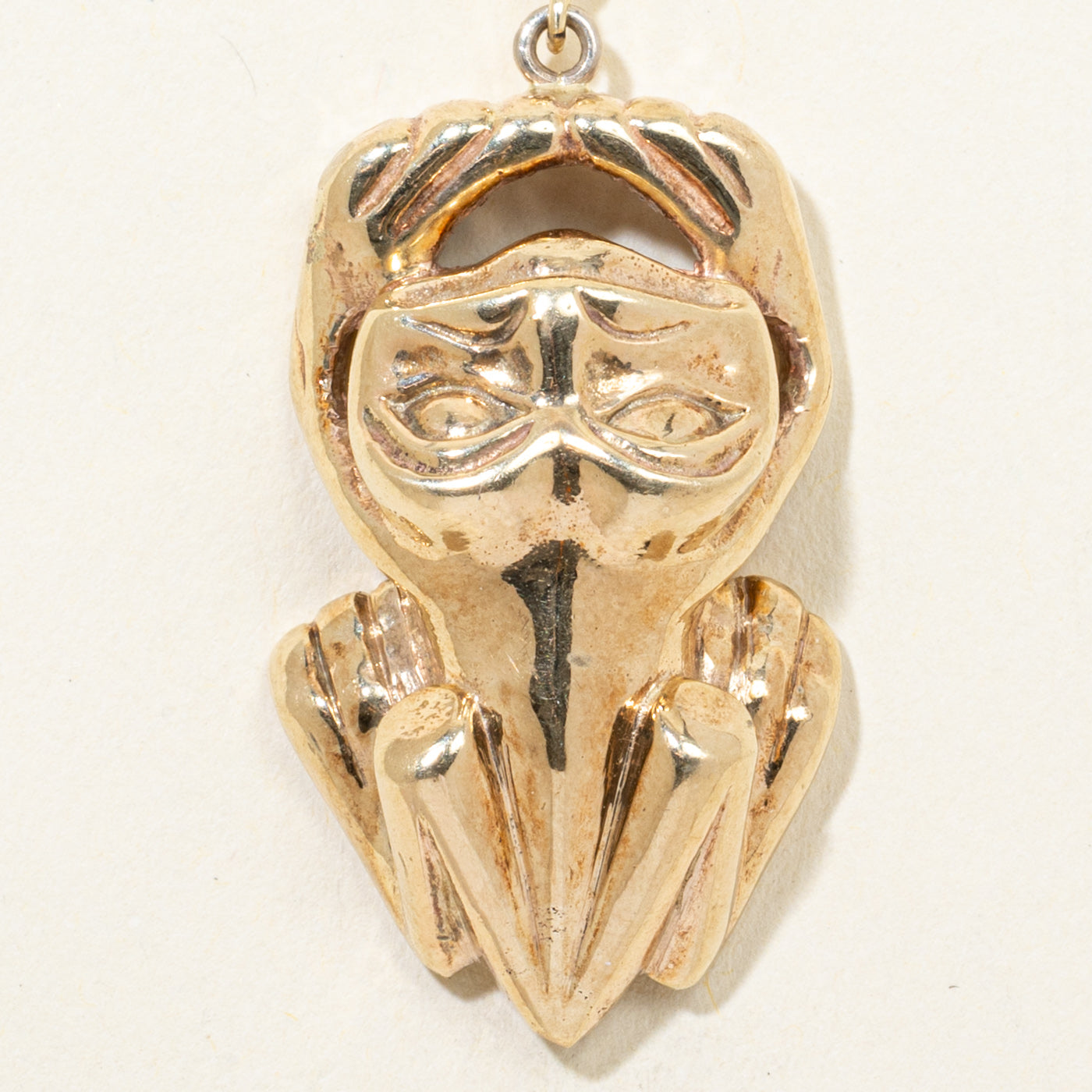 14k Yellow Gold Indigenous Art Frog Pendant