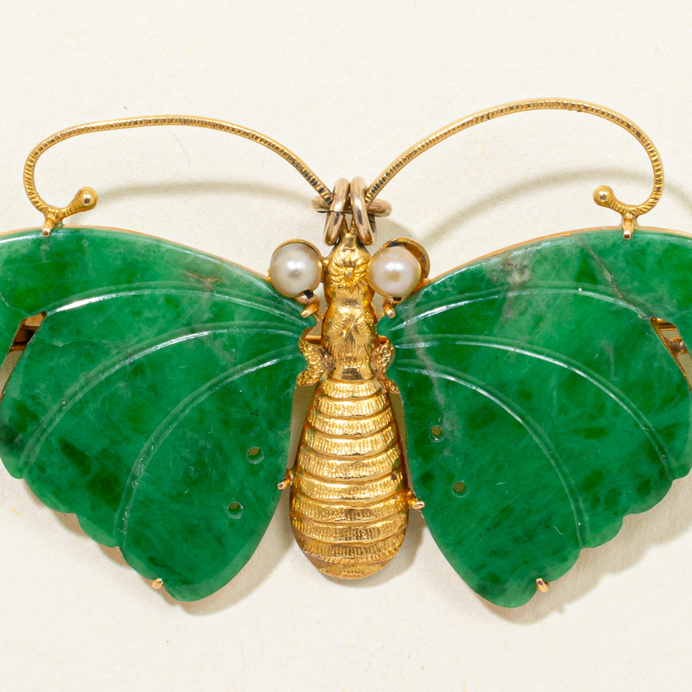 Treated Jadeite & Pearl Butterfly Convertible Pendant & Brooch | 9.30ctw