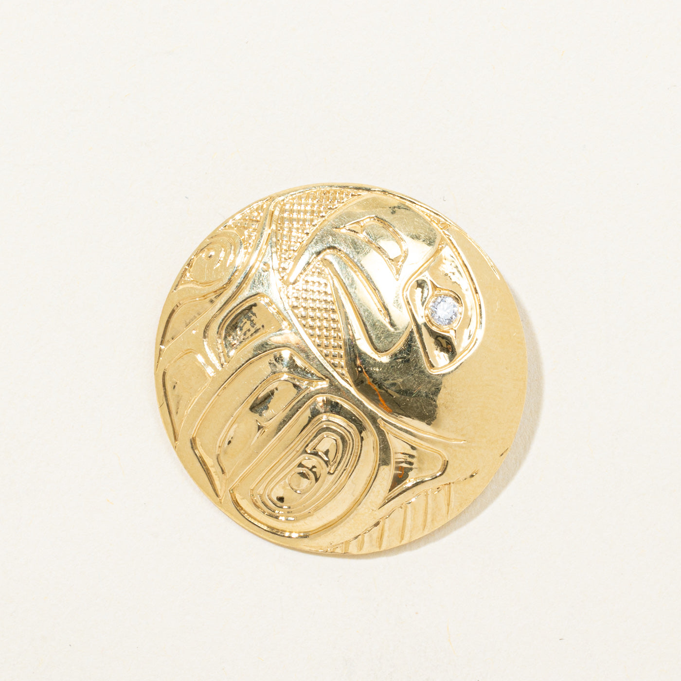 18k Yellow Gold Indigenous Art Brooch & Pendant | 0.05ct