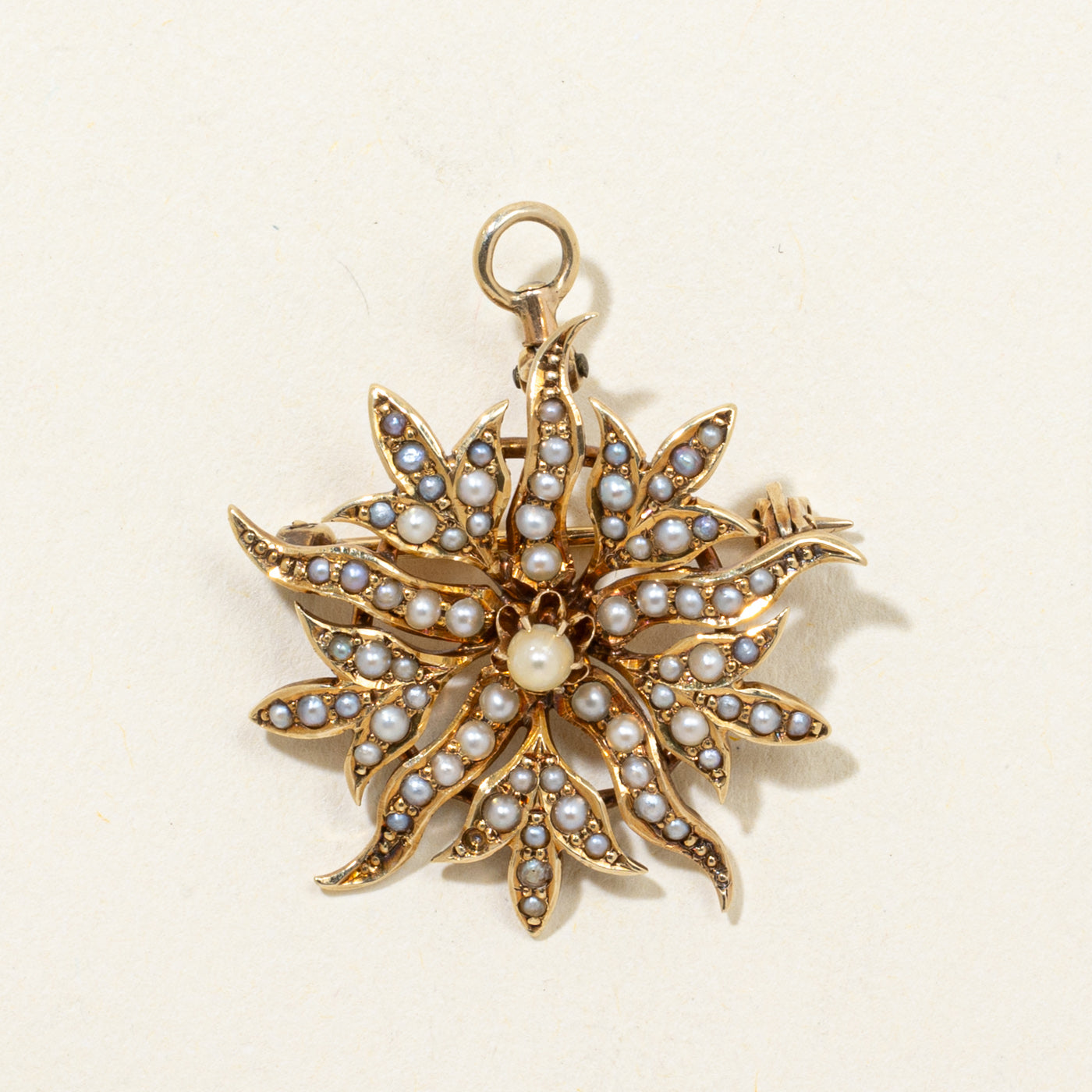 Edwardian Pearl Sunburst Convertible Pendant & Brooch