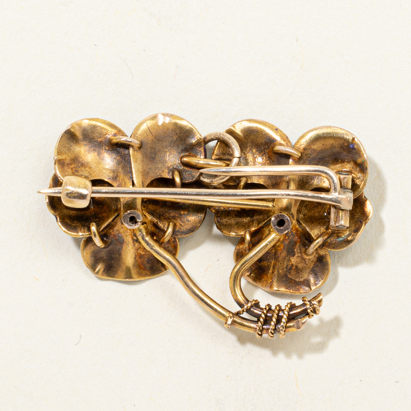 Circa 1900 Diamond & Enamel Pansy Convertible Pendant & Brooch | 0.07ctw