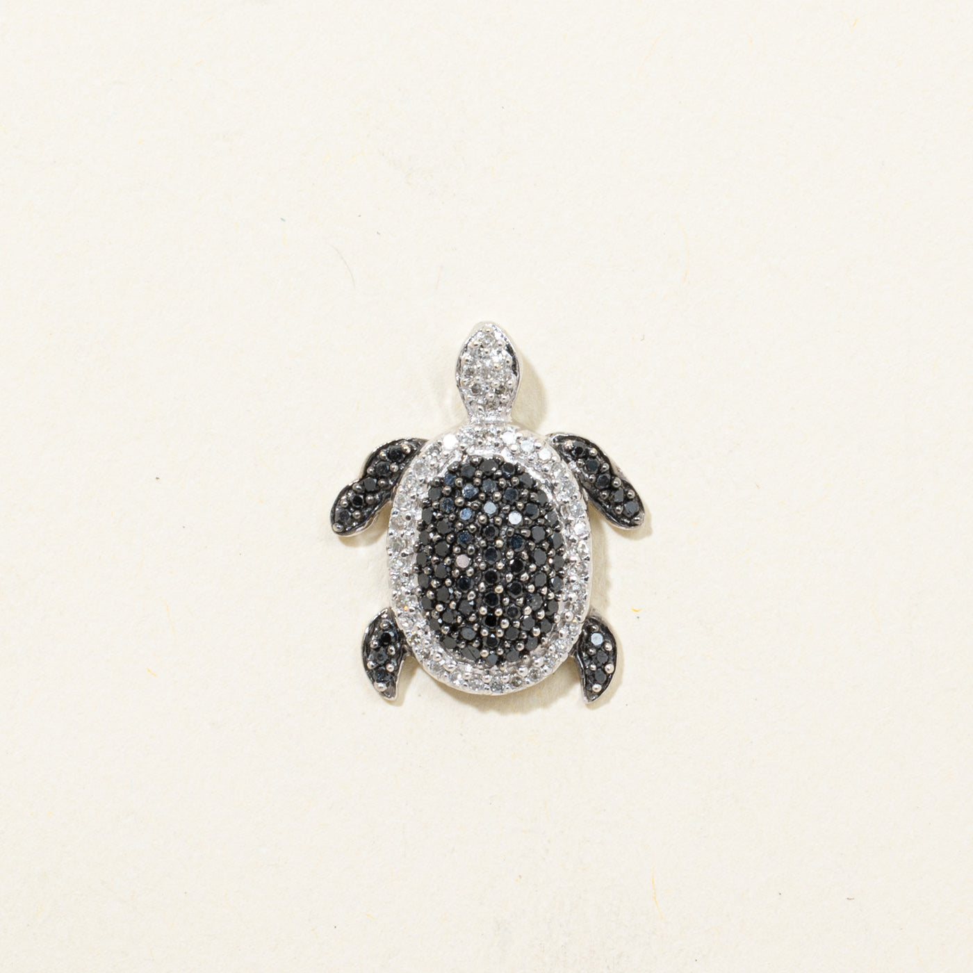 Black & White Diamond Turtle Pendant | 0.24ctw