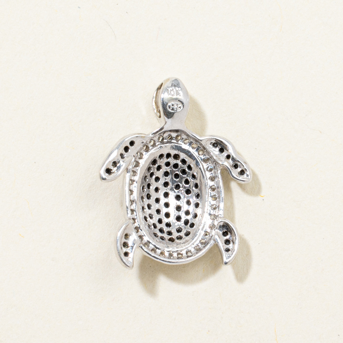 Black & White Diamond Turtle Pendant | 0.24ctw