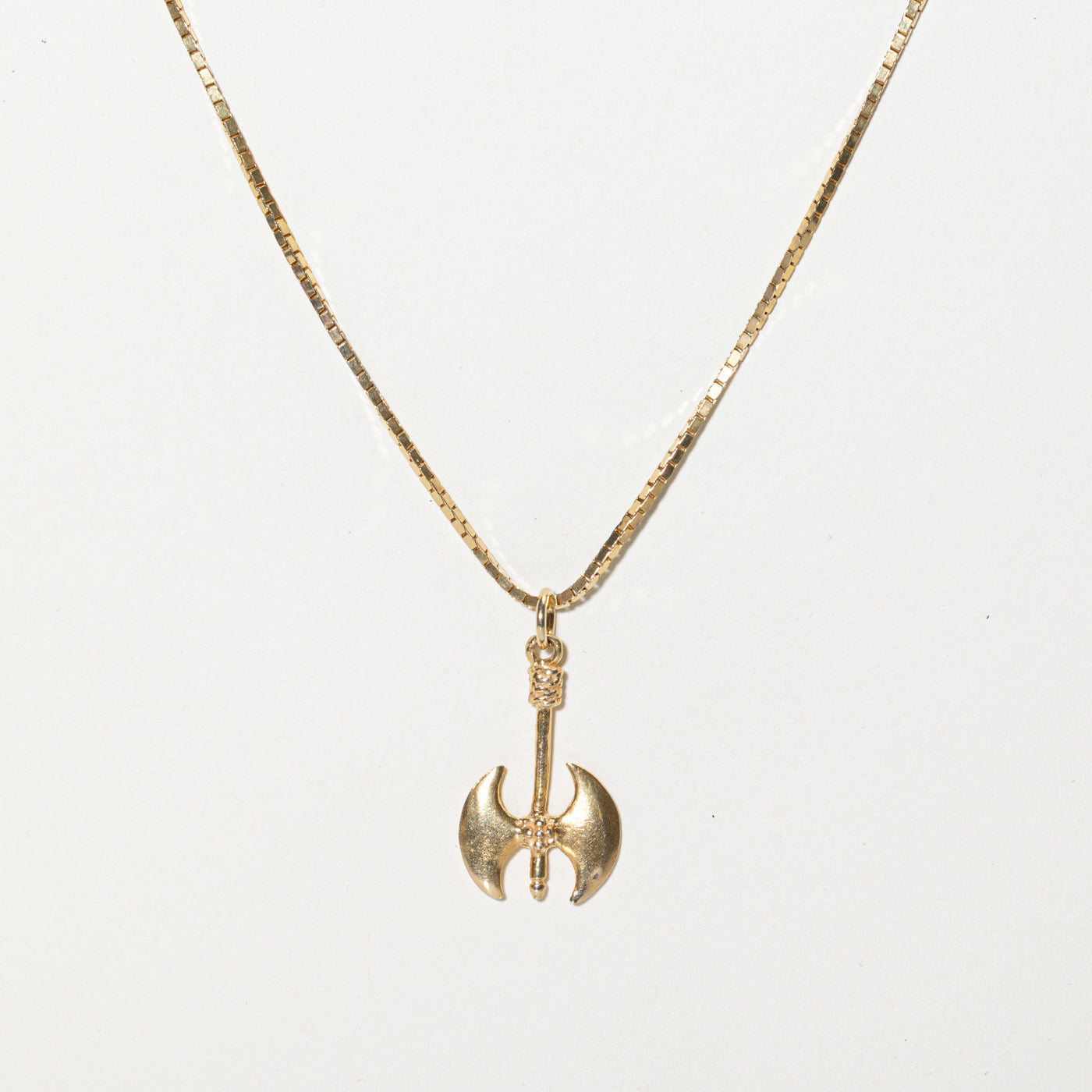 14k Yellow Gold Labrys Axe Charm Necklace | 20.5"