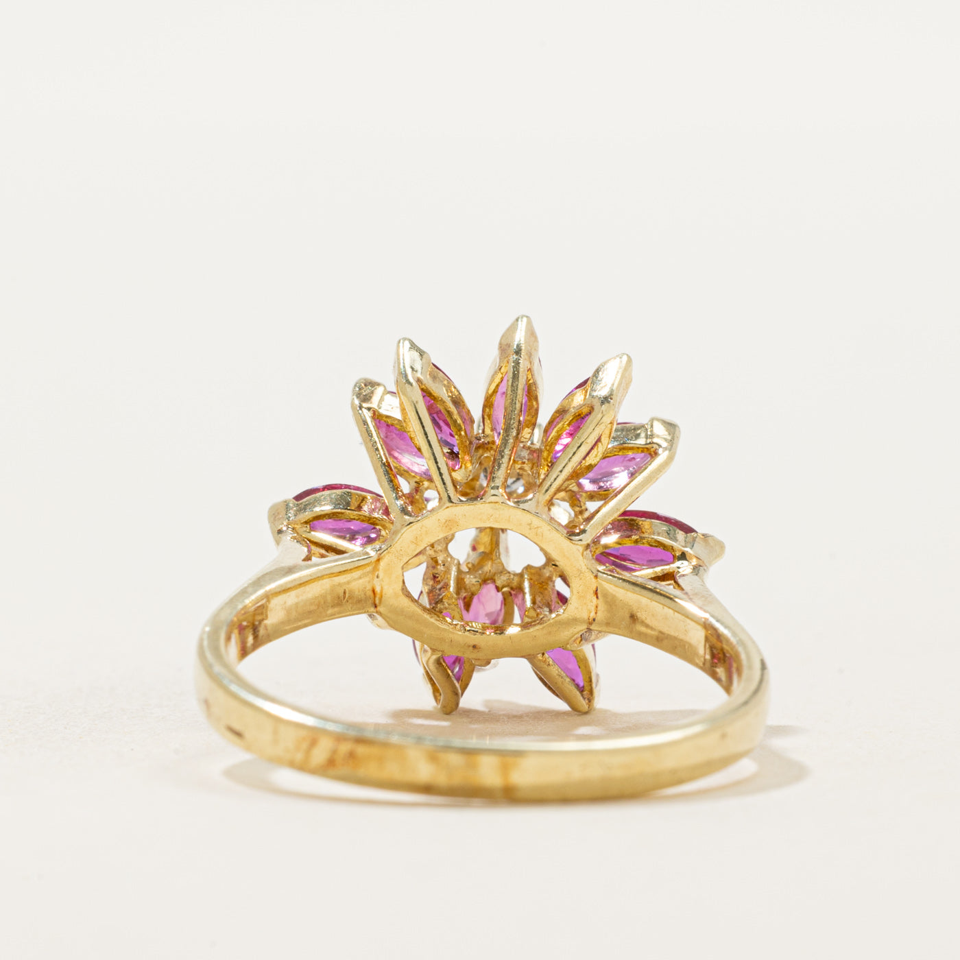 Ruby & Diamond Flower Ring | 0.84ctw, 0.08ct | SZ 7.75