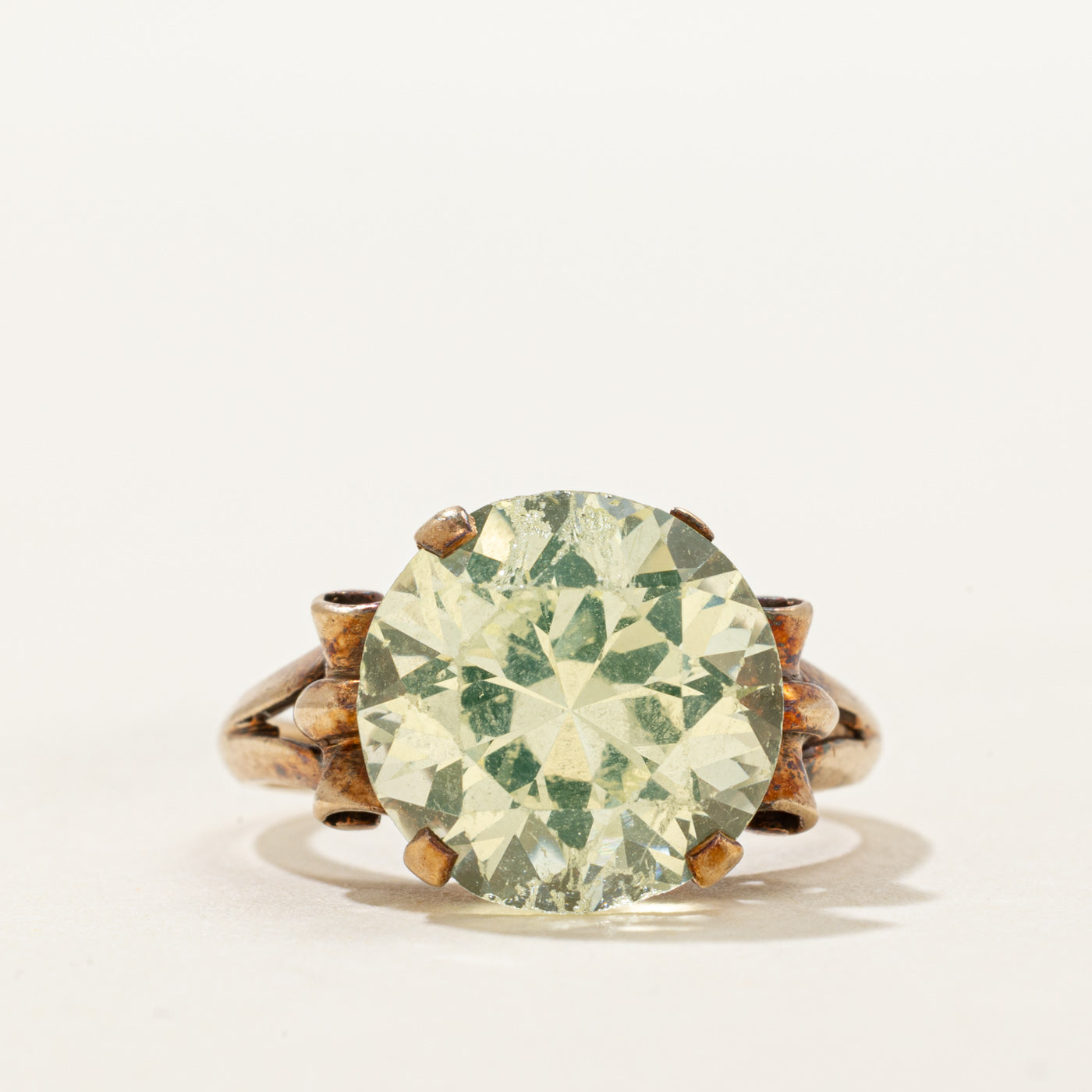 'Birks' Solitaire Synthetic Green Spinel Cathedral Ring | 2.40ct | SZ 7