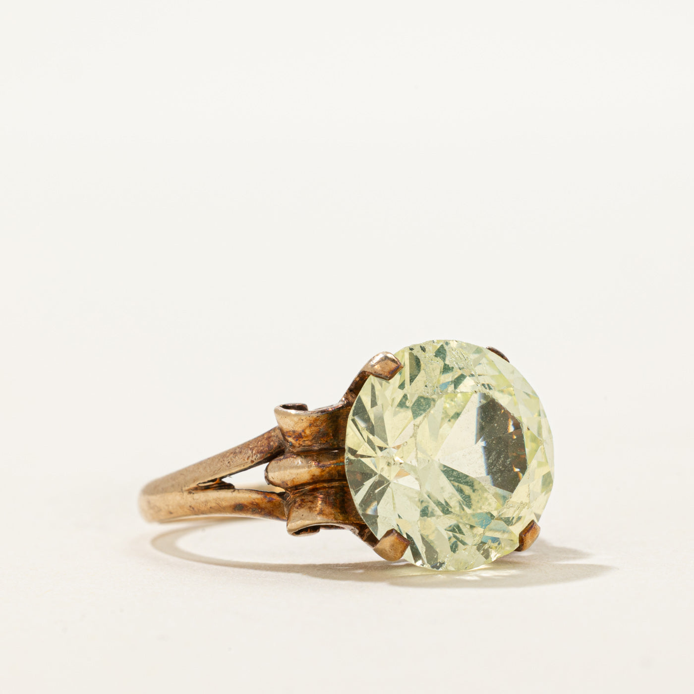 'Birks' Solitaire Synthetic Green Spinel Cathedral Ring | 2.40ct | SZ 7