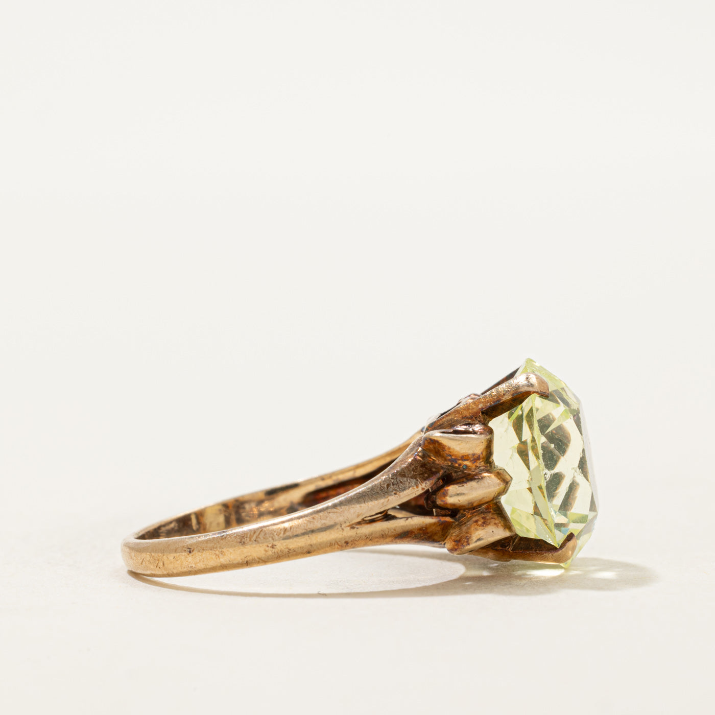 'Birks' Solitaire Synthetic Green Spinel Cathedral Ring | 2.40ct | SZ 7