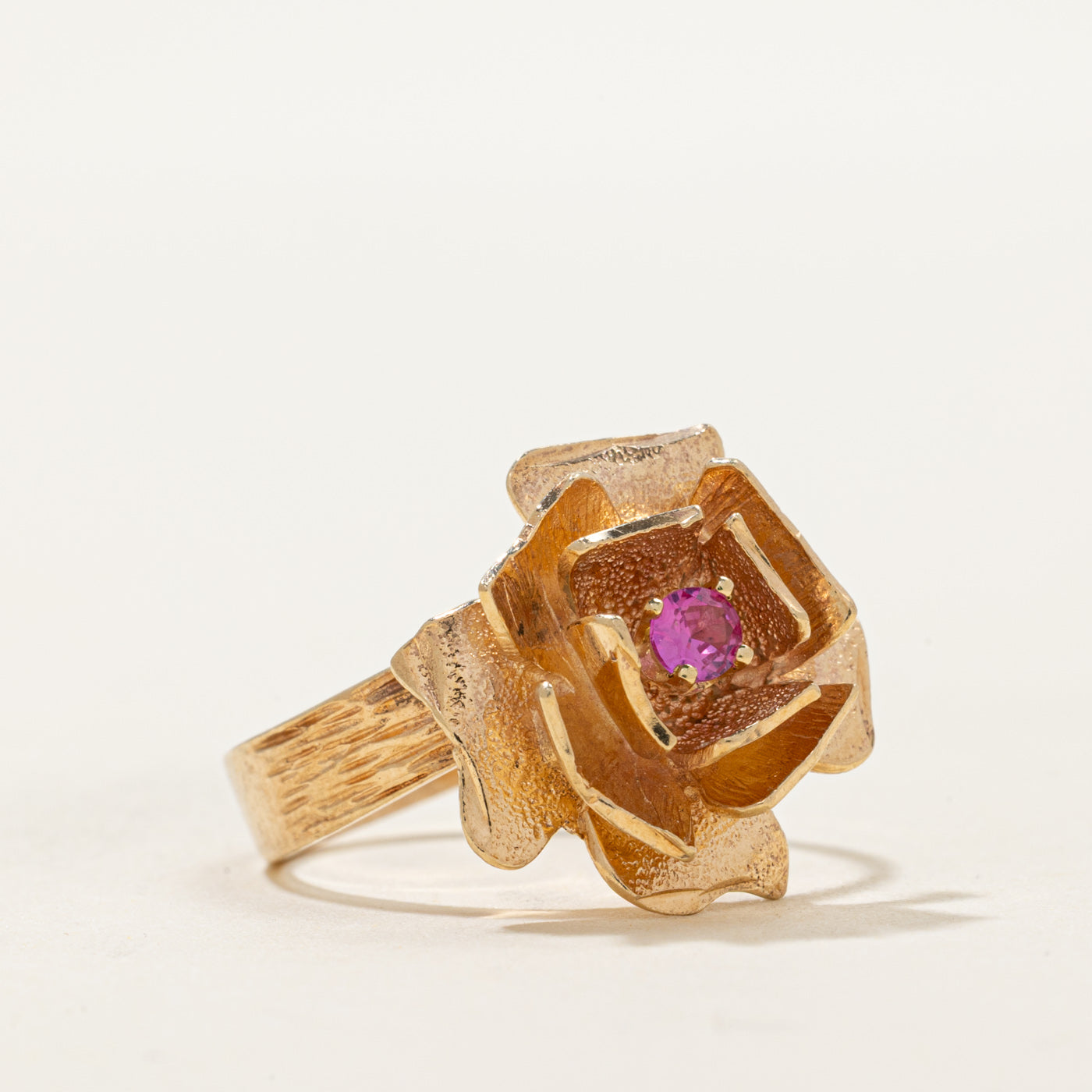 Synthetic Pink Sapphire Rose Ring | 0.04ctw | SZ 6