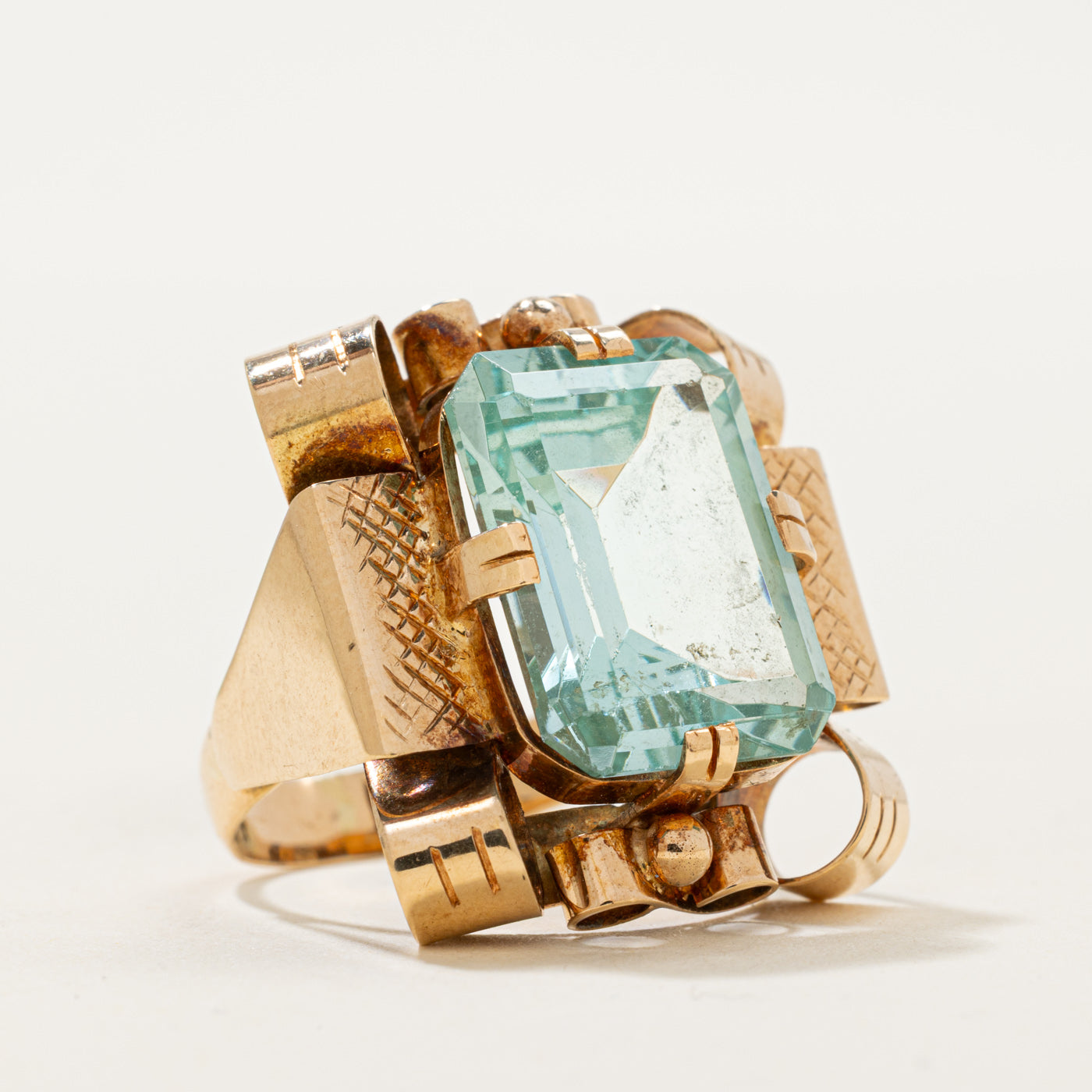 Synthetic Green Spinel Scrollwork Cocktail Ring | 13.00ct | SZ 7