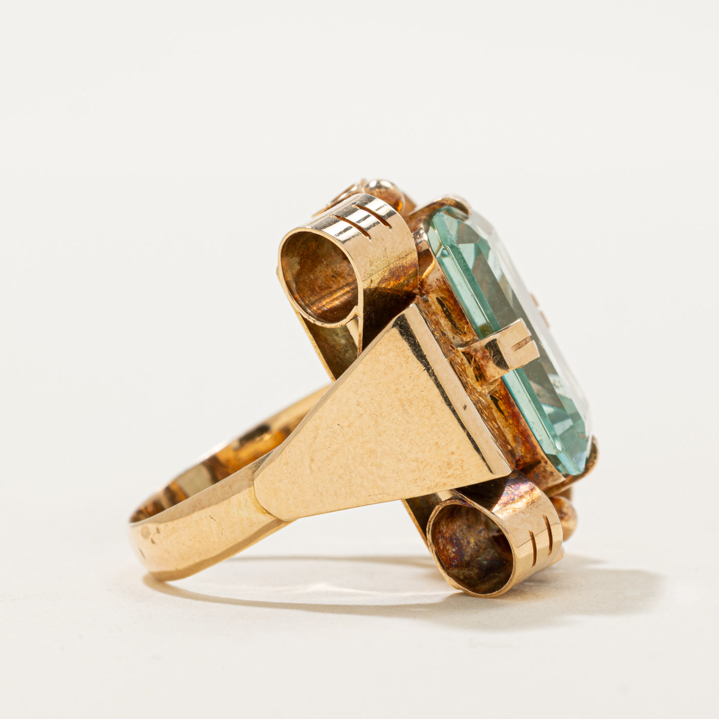 Synthetic Green Spinel Scrollwork Cocktail Ring | 13.00ct | SZ 7