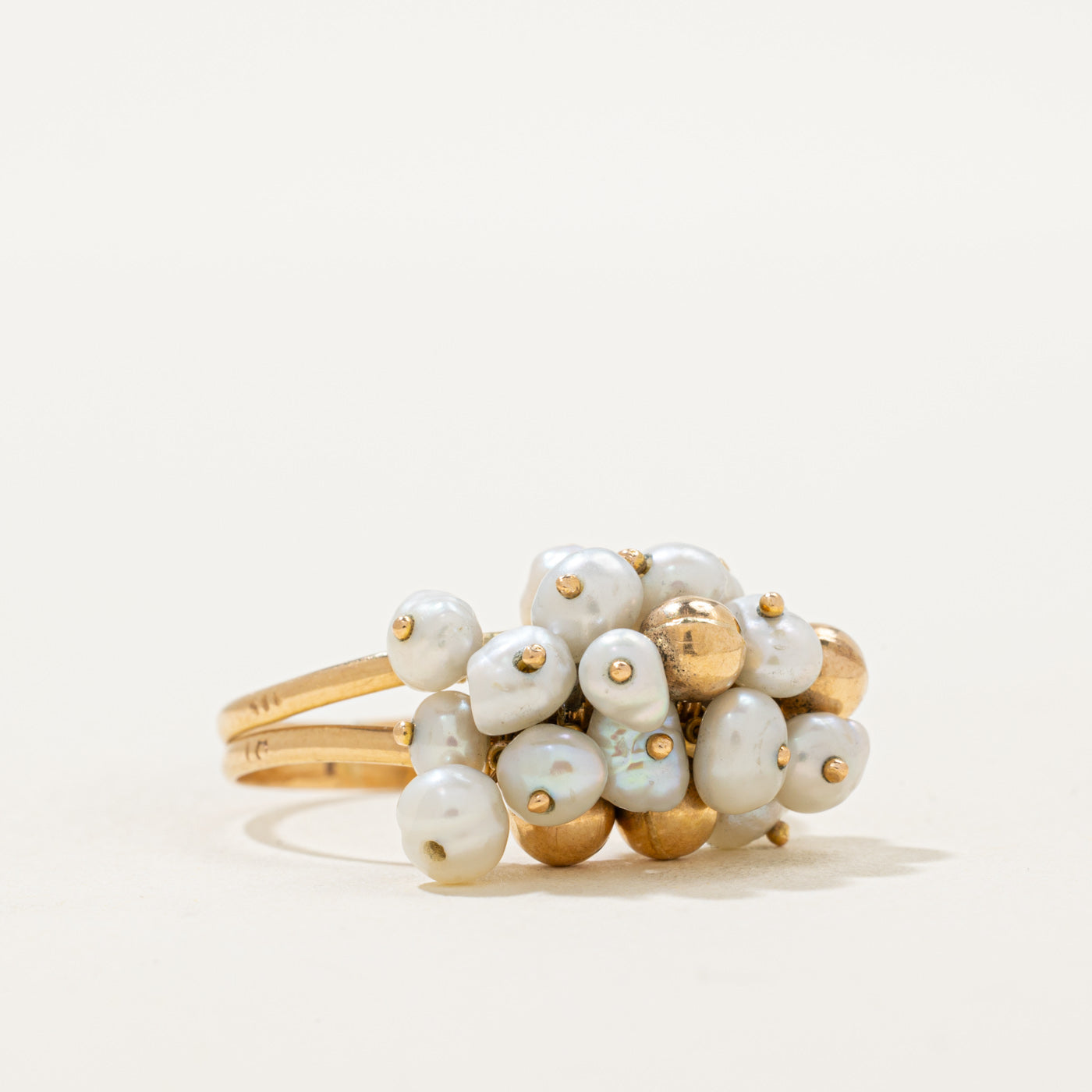 Potato Pearl & Bead Cluster Ring | SZ 8.5