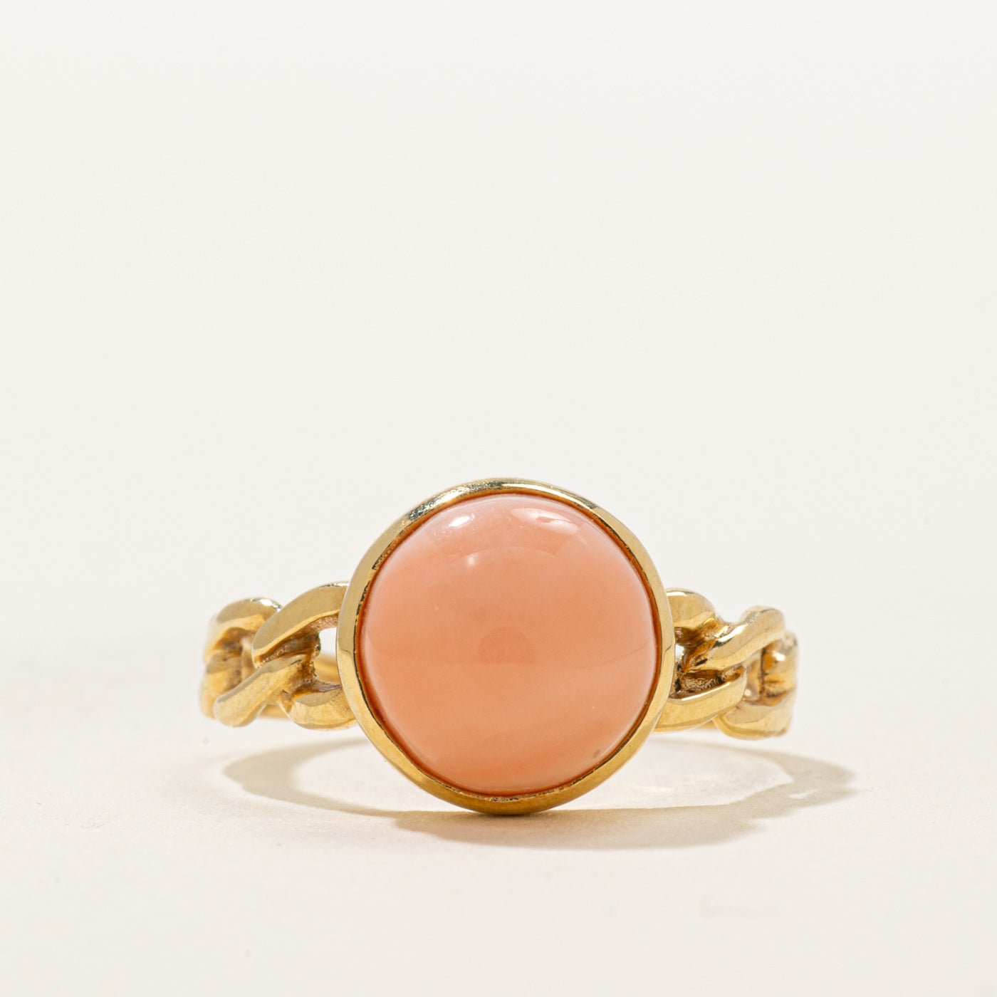 Bezel Set Coral Chain Link Ring | 2.50ct | SZ 5.5
