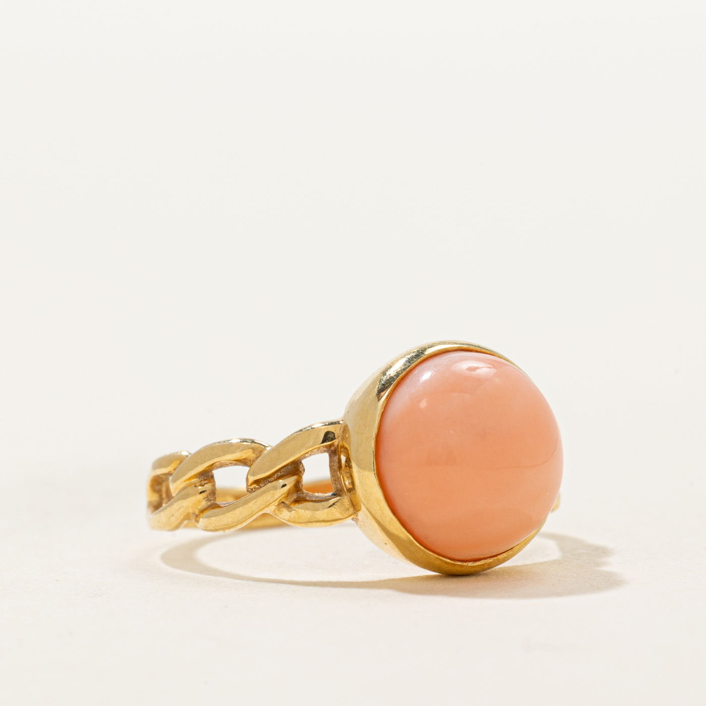 Bezel Set Coral Chain Link Ring | 2.50ct | SZ 5.5