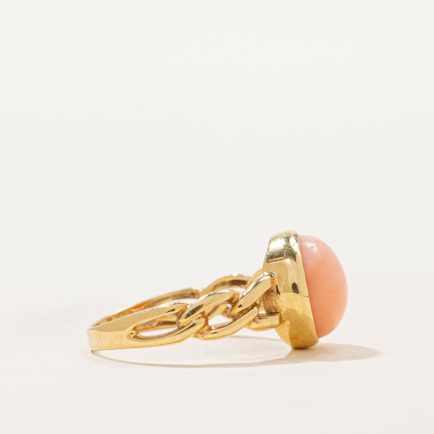 Bezel Set Coral Chain Link Ring | 2.50ct | SZ 5.5