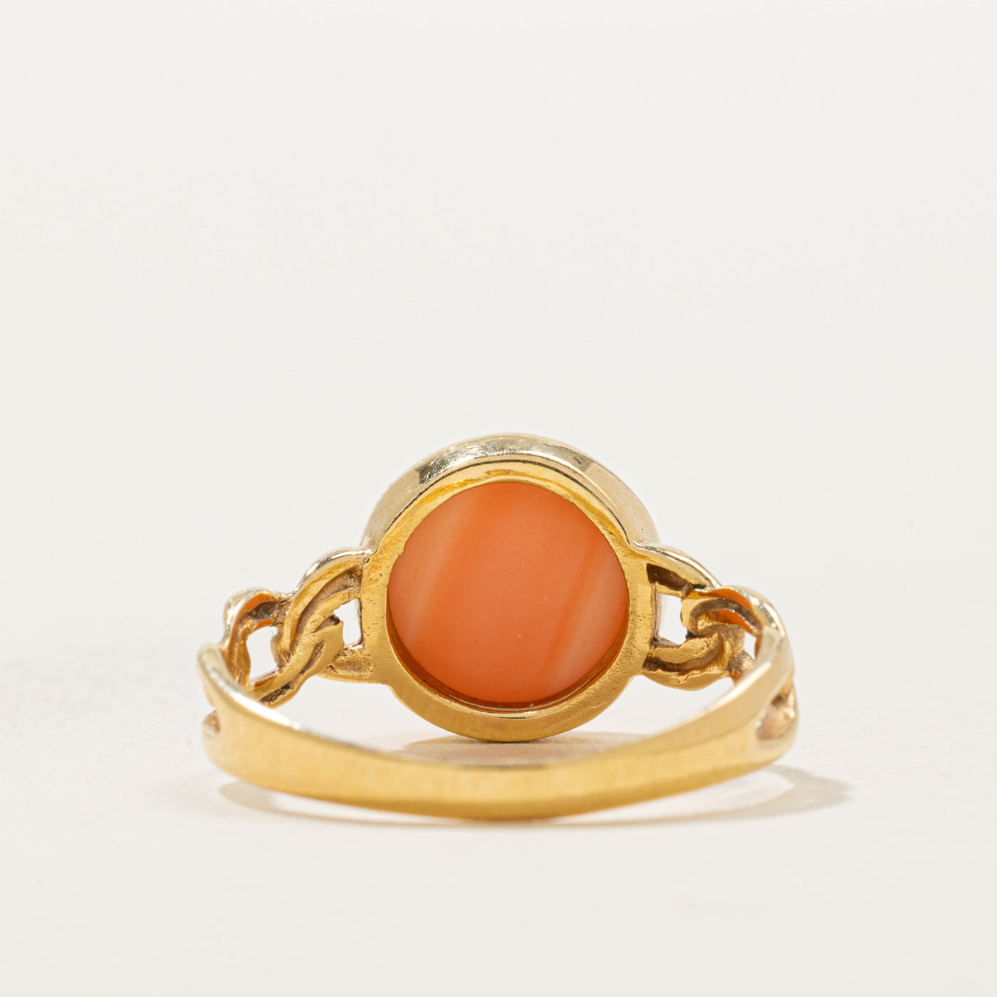 Bezel Set Coral Chain Link Ring | 2.50ct | SZ 5.5