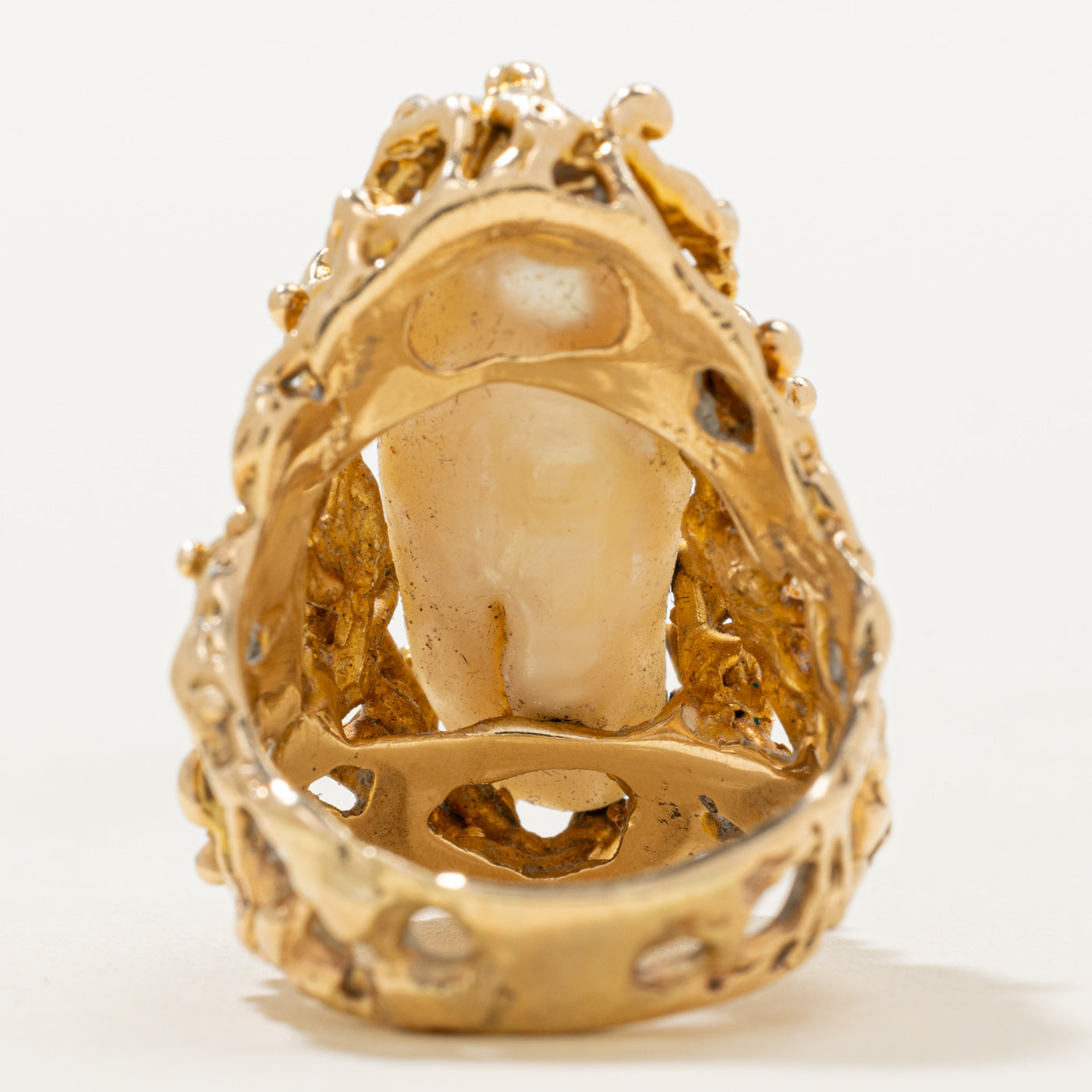Baroque Pearl Openwork Cocktail Ring | SZ 6.75