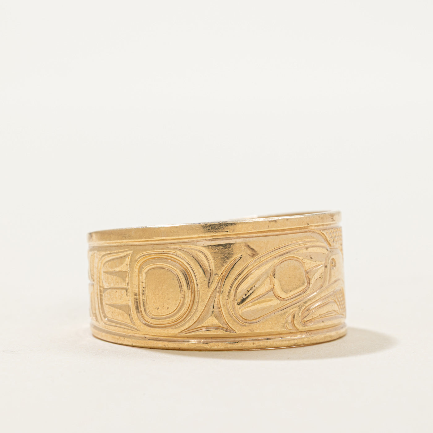 'Ron Jackson' 14k Yellow Gold Indigenous Art Ring | SZ 14