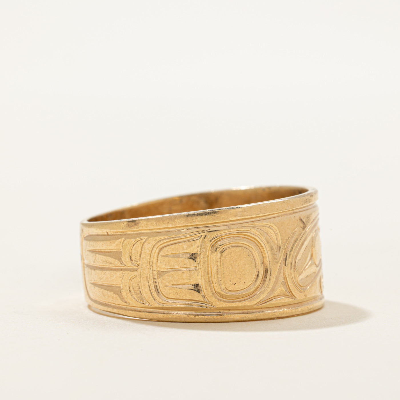 'Ron Jackson' 14k Yellow Gold Indigenous Art Ring | SZ 14