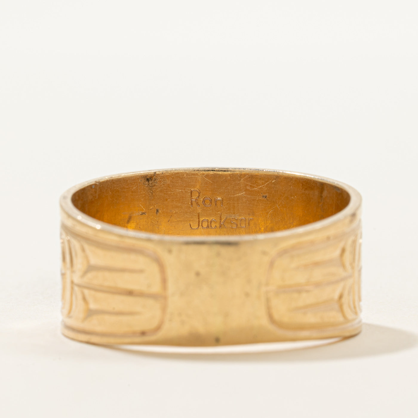 'Ron Jackson' 14k Yellow Gold Indigenous Art Ring | SZ 14