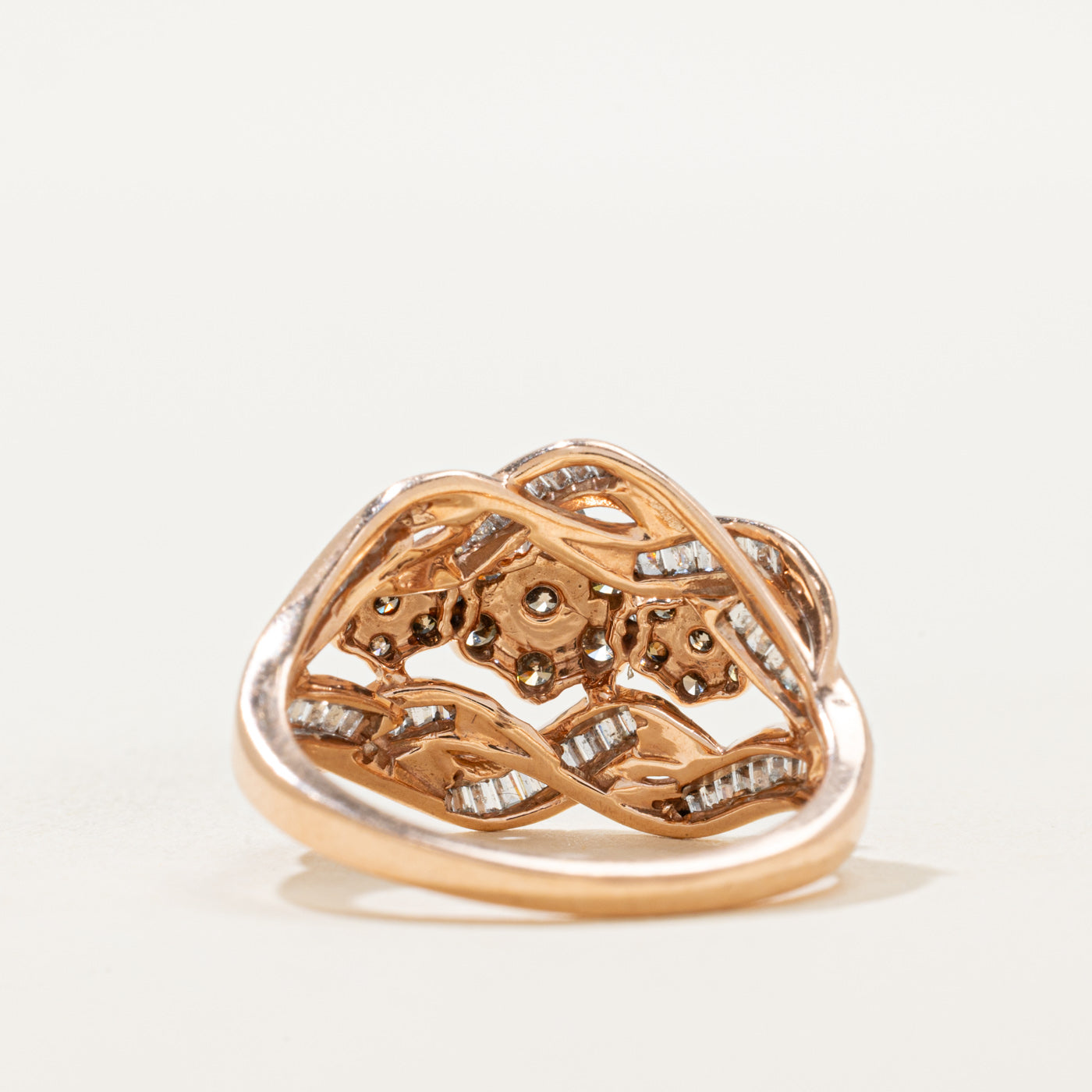 Brown & White Diamond Cluster Twisted Ring | 0.78ctw | SZ 7