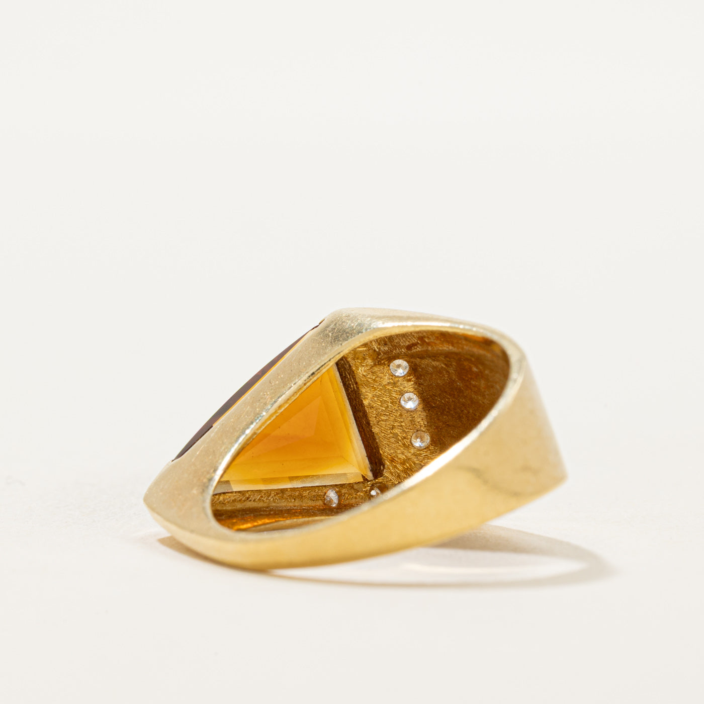 Triangle Citrine & Diamond Cocktail Ring | 1.50ct, 0.03ctw | SZ 7.25