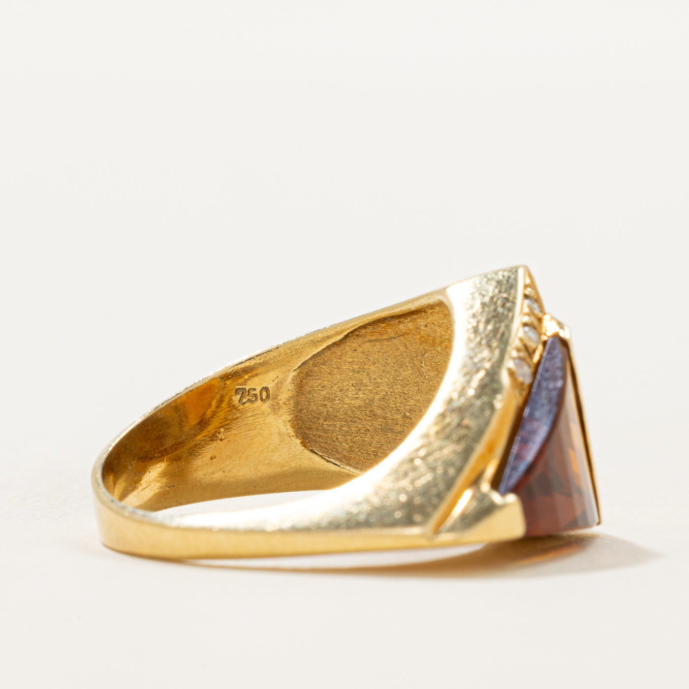 Triangle Citrine & Diamond Cocktail Ring | 1.50ct, 0.03ctw | SZ 7.25