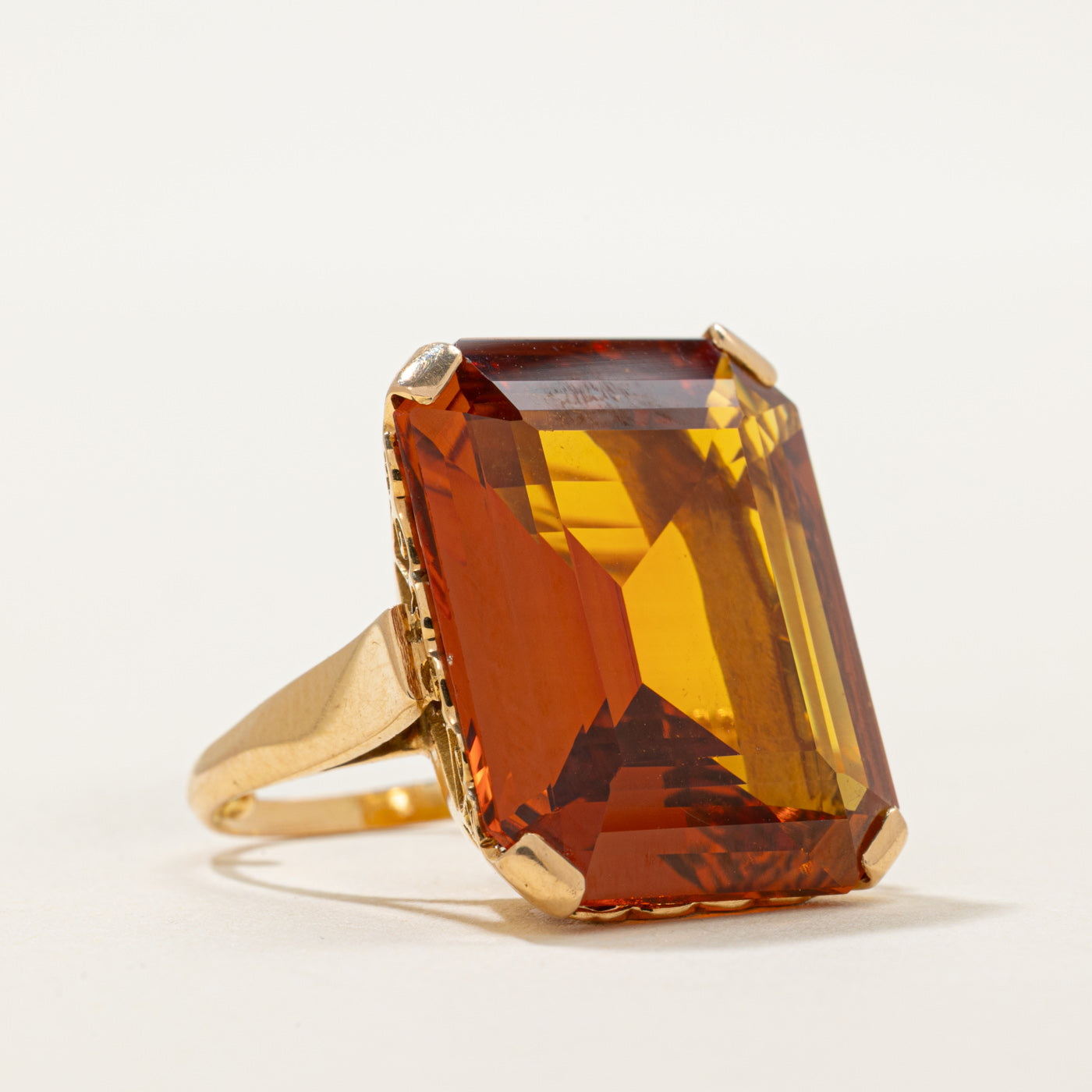 Synthetic Orange Sapphire Cocktail Ring | 30.00ct | SZ 3.5