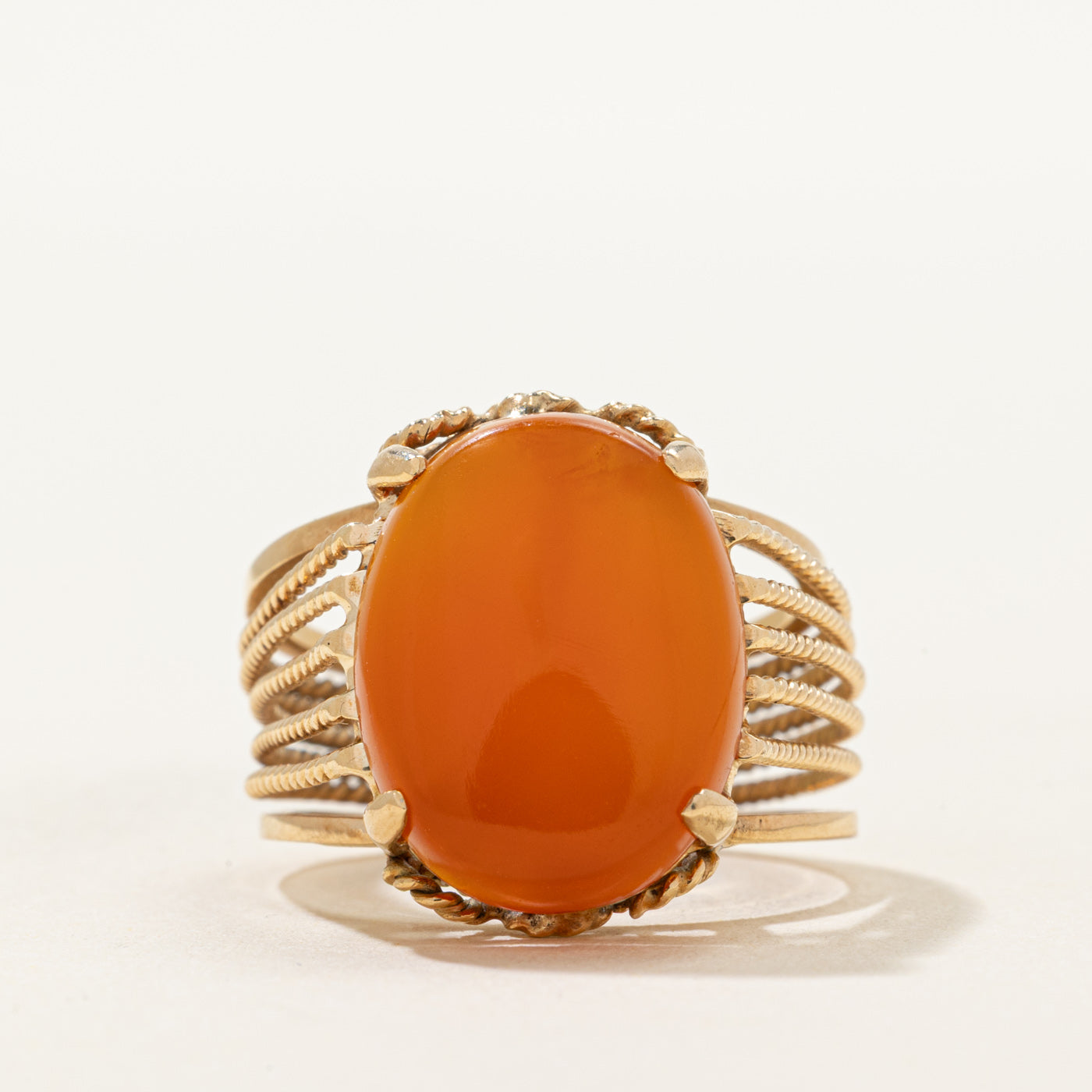 Carnelian Openwork Cocktail Ring | 5.50ct | SZ 5.75
