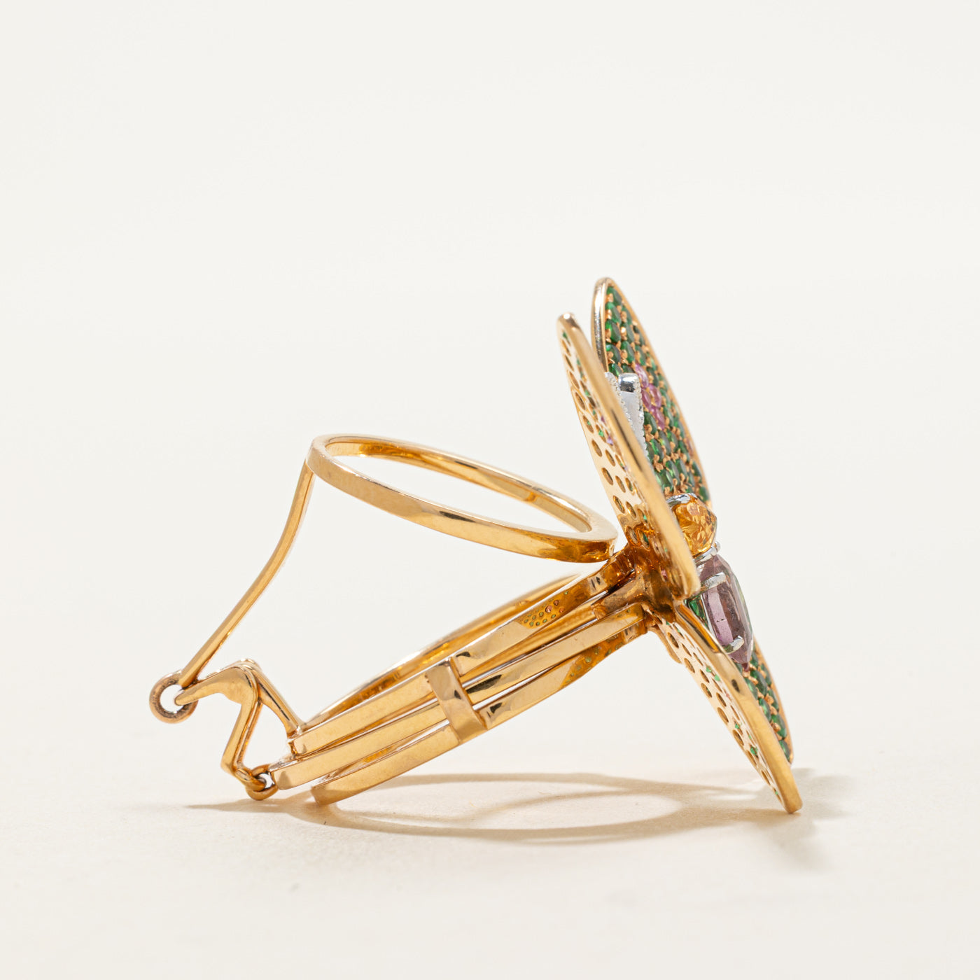 Multi Coloured Gemstones Butterfly Kinetic Ring | 1.67ctw | SZ 7