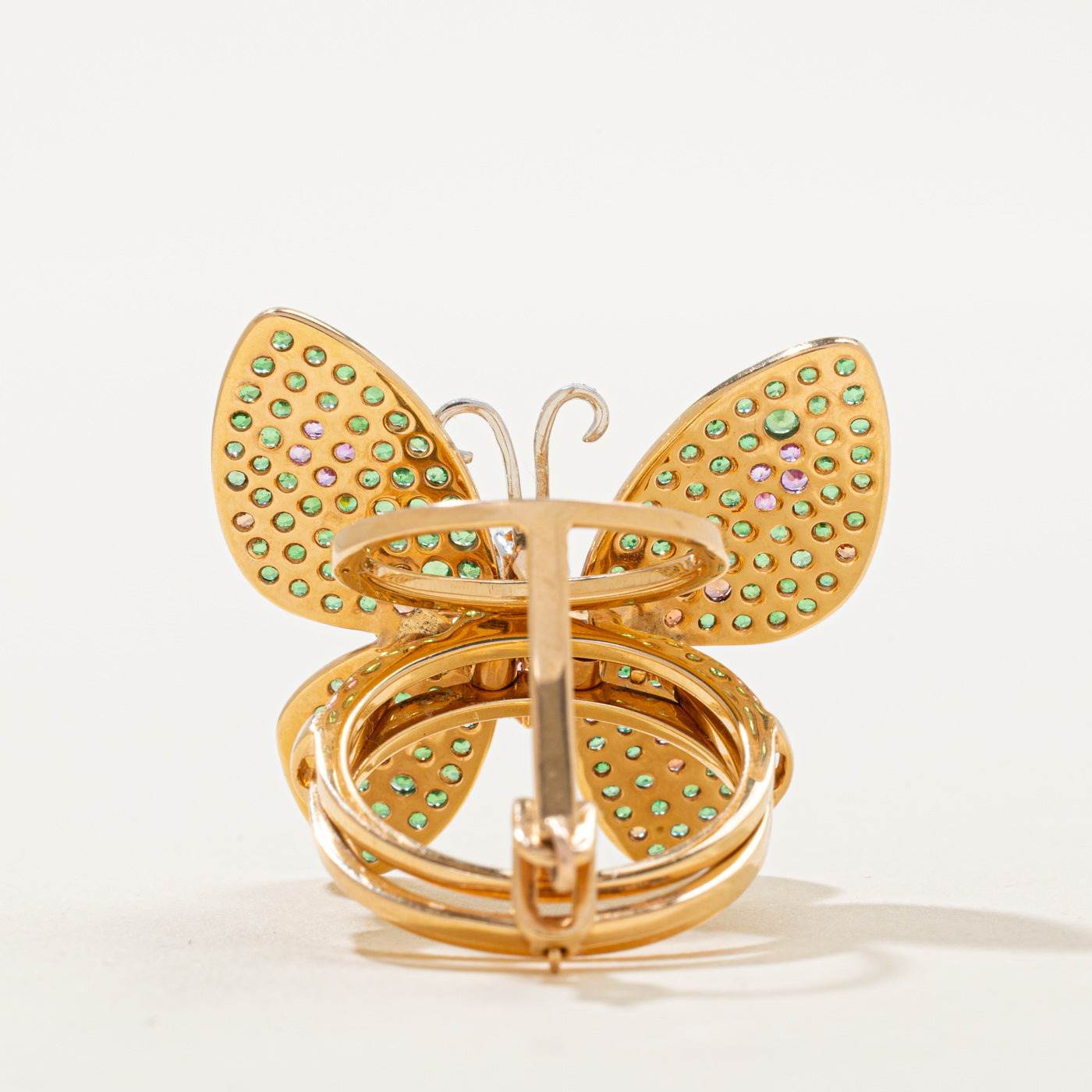 Multi Coloured Gemstones Butterfly Kinetic Ring | 1.67ctw | SZ 7