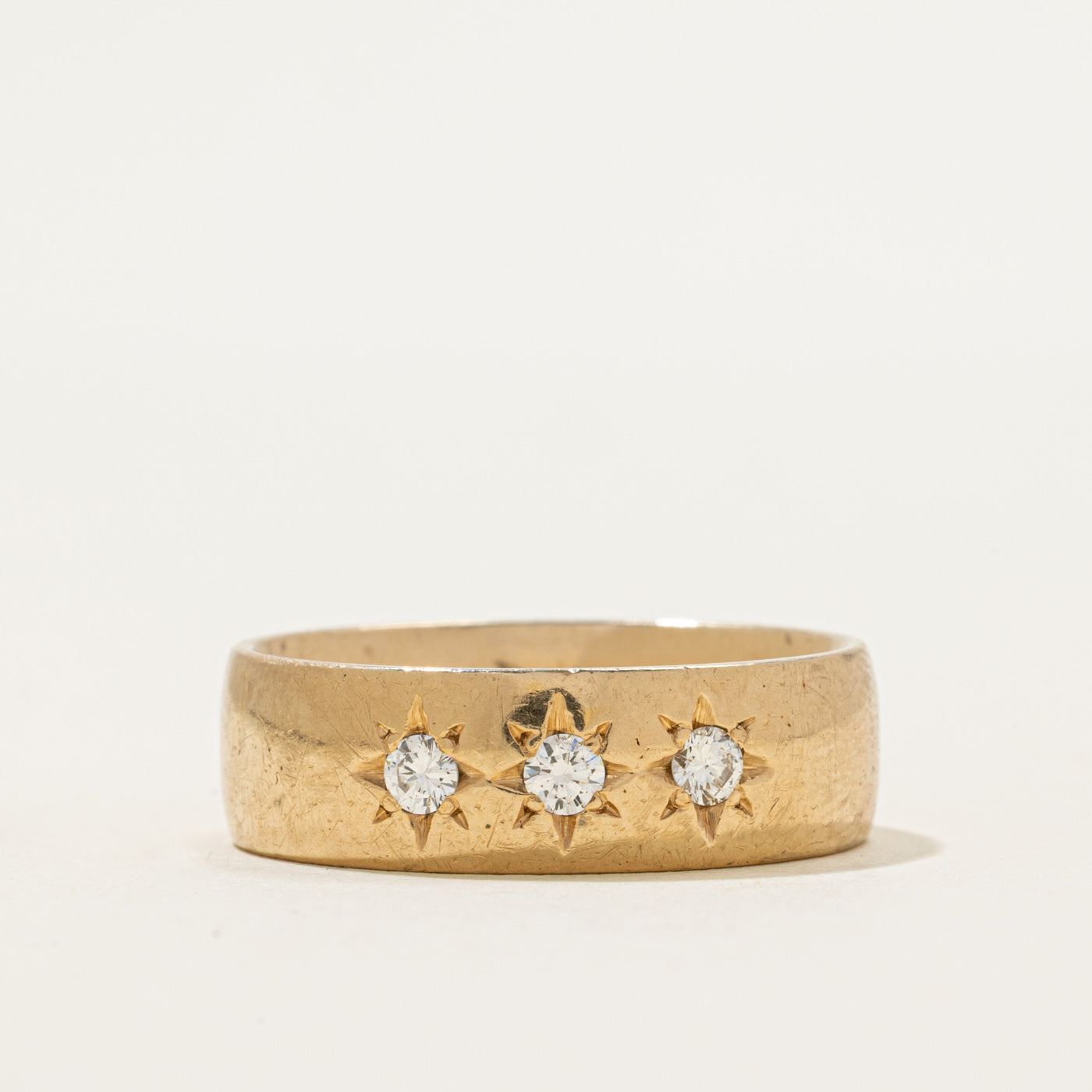 Star Set Three Stone Diamond Band | 0.25ctw | 7.00mm | SZ 10