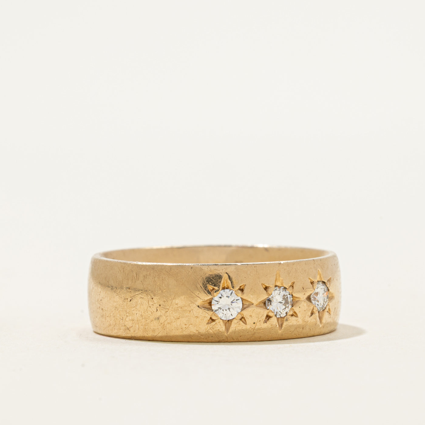 Star Set Three Stone Diamond Band | 0.25ctw | 7.00mm | SZ 10