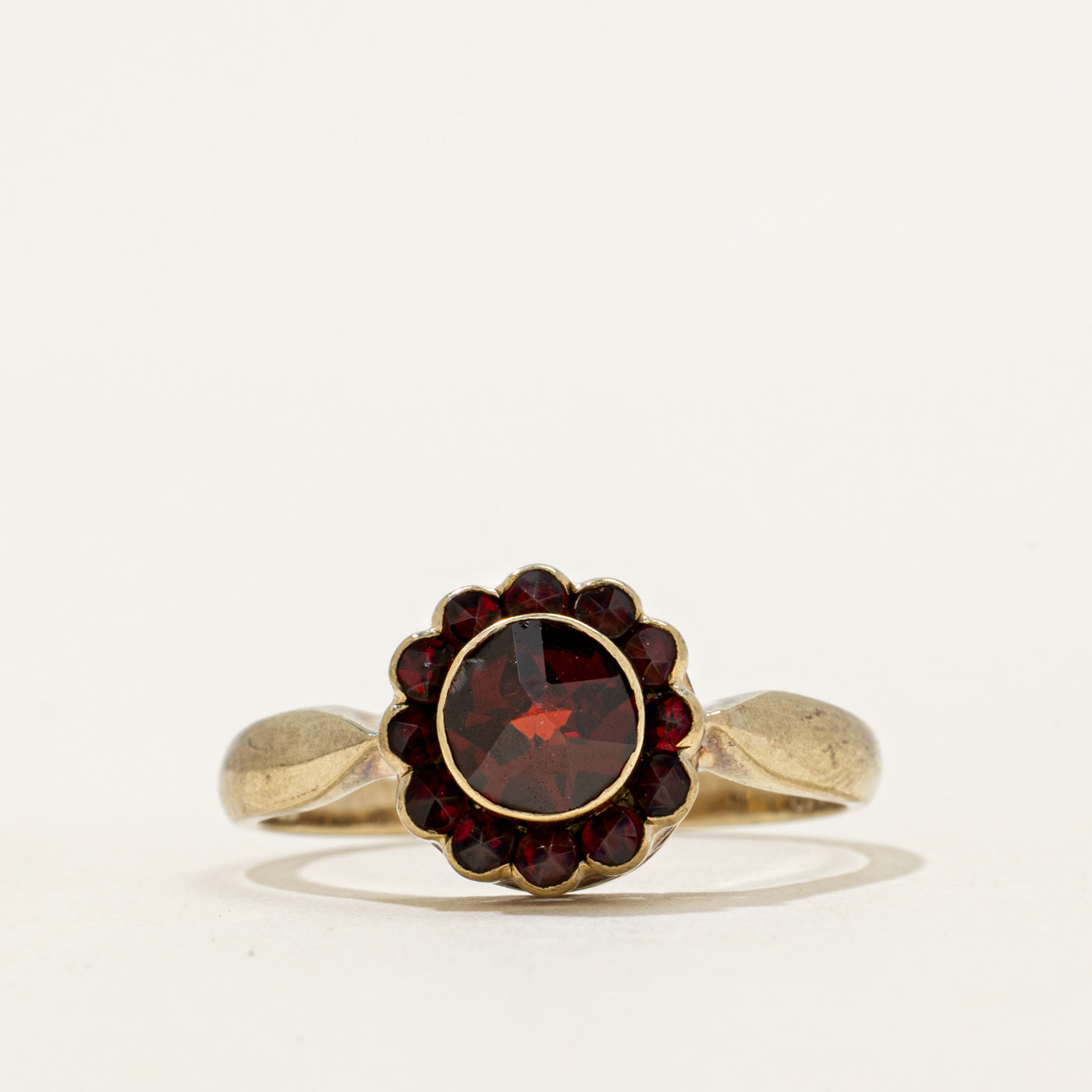 Bezel Set Garnet Daisy Ring | 1.60ctw | SZ 9