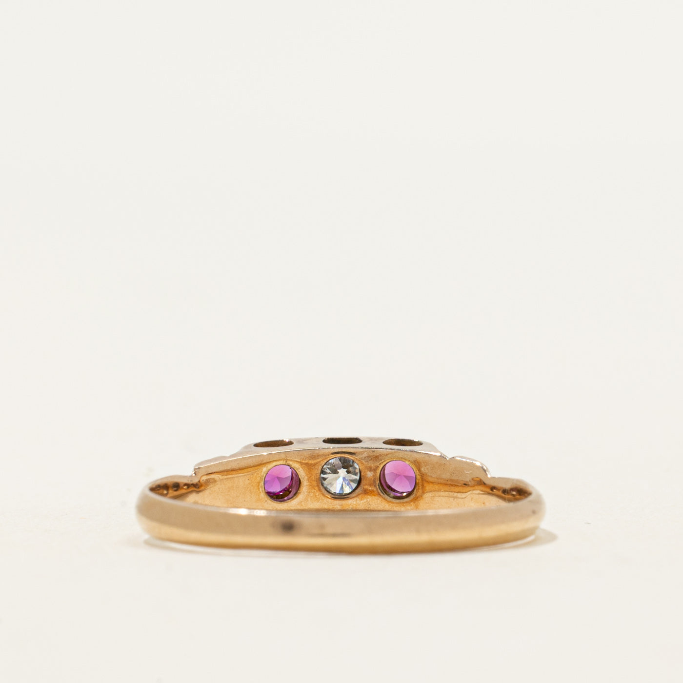 Synthetic Ruby & Natural Diamond Petite Ring | 0.10ctw, 0.08ct | SZ 7.5