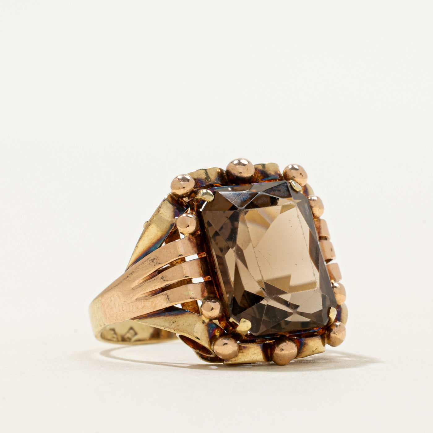 Vintage Austrian Smoky Quartz Cocktail Ring | 5.20ct | SZ 4.25