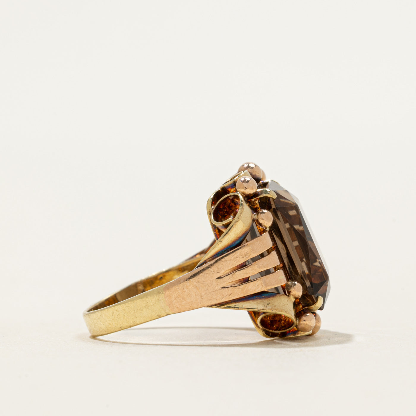 Vintage Austrian Smoky Quartz Cocktail Ring | 5.20ct | SZ 4.25