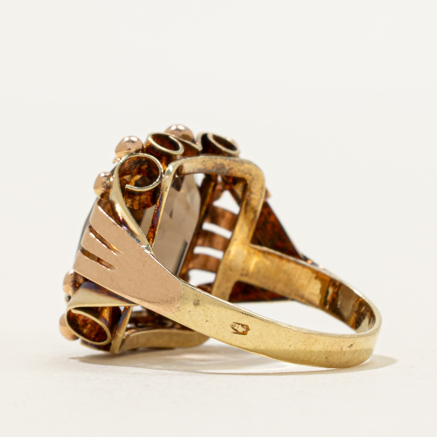 Vintage Austrian Smoky Quartz Cocktail Ring | 5.20ct | SZ 4.25