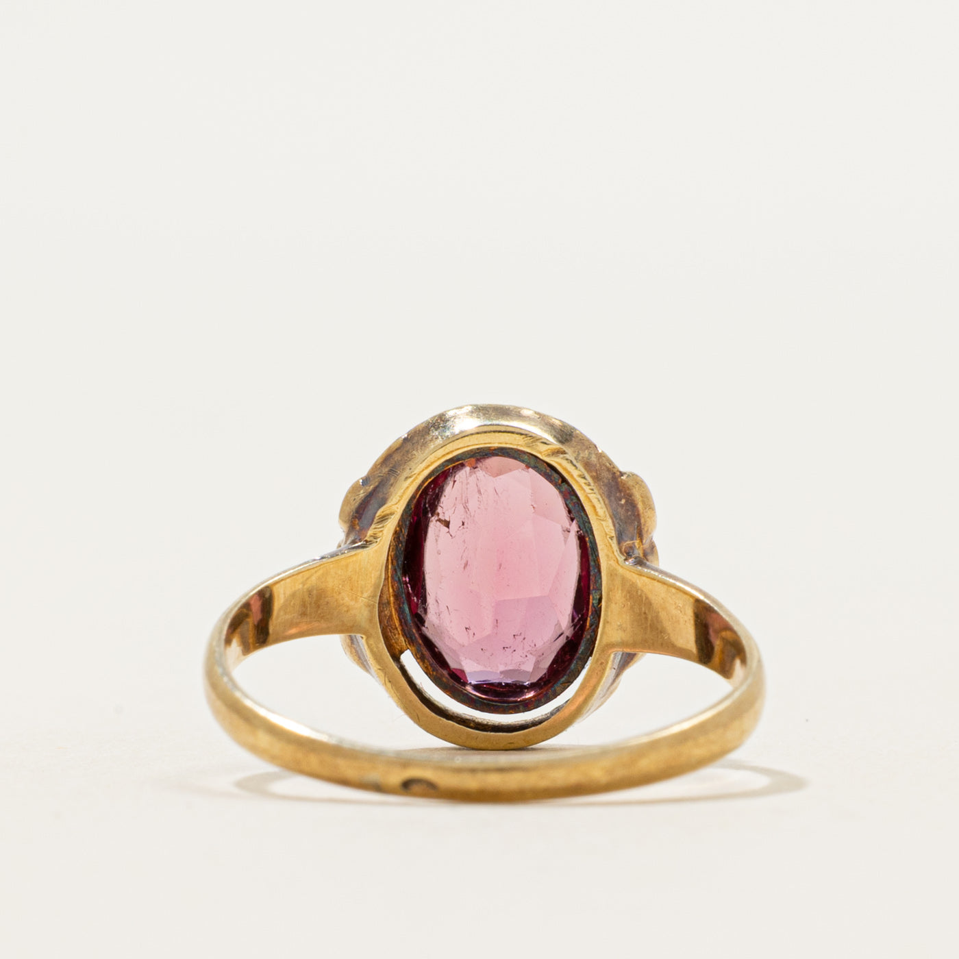 Oval Cut Pink Tourmaline Engraved Ring | 1.65ct | SZ 5.75