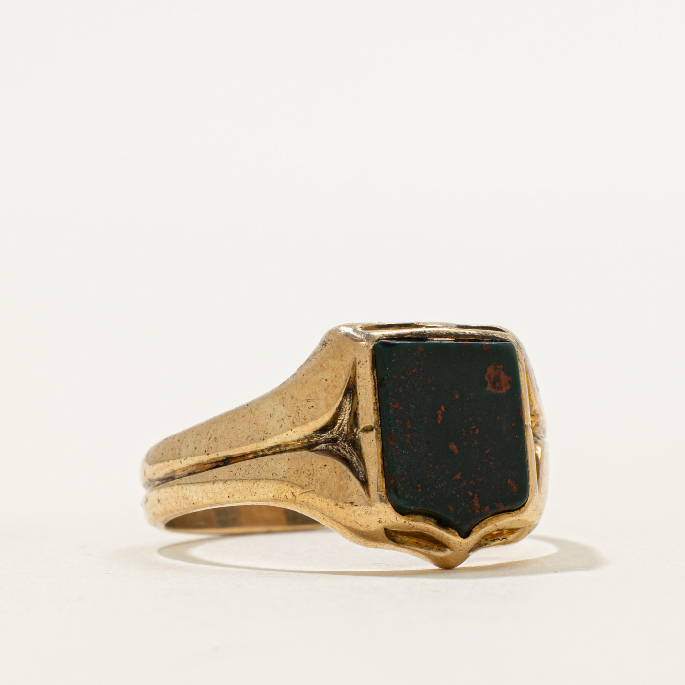 Bezel Set Bloodstone Shield Signet Ring | 2.00ct | SZ 9.5