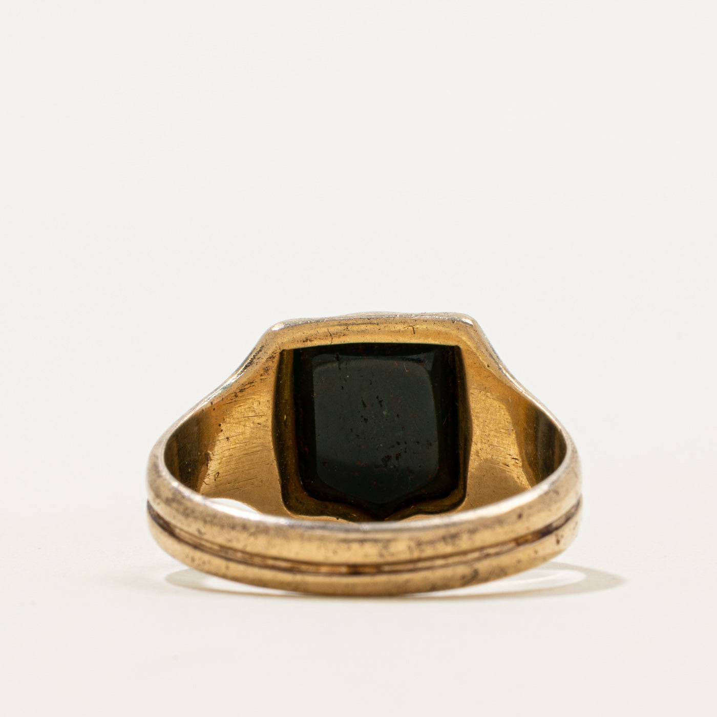 Bezel Set Bloodstone Shield Signet Ring | 2.00ct | SZ 9.5