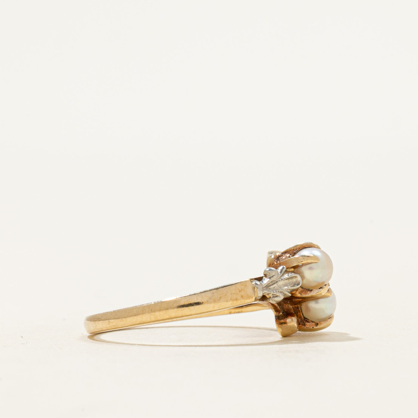 Vintage Toi et Moi Pearl Scrollwork Ring | SZ 6.5