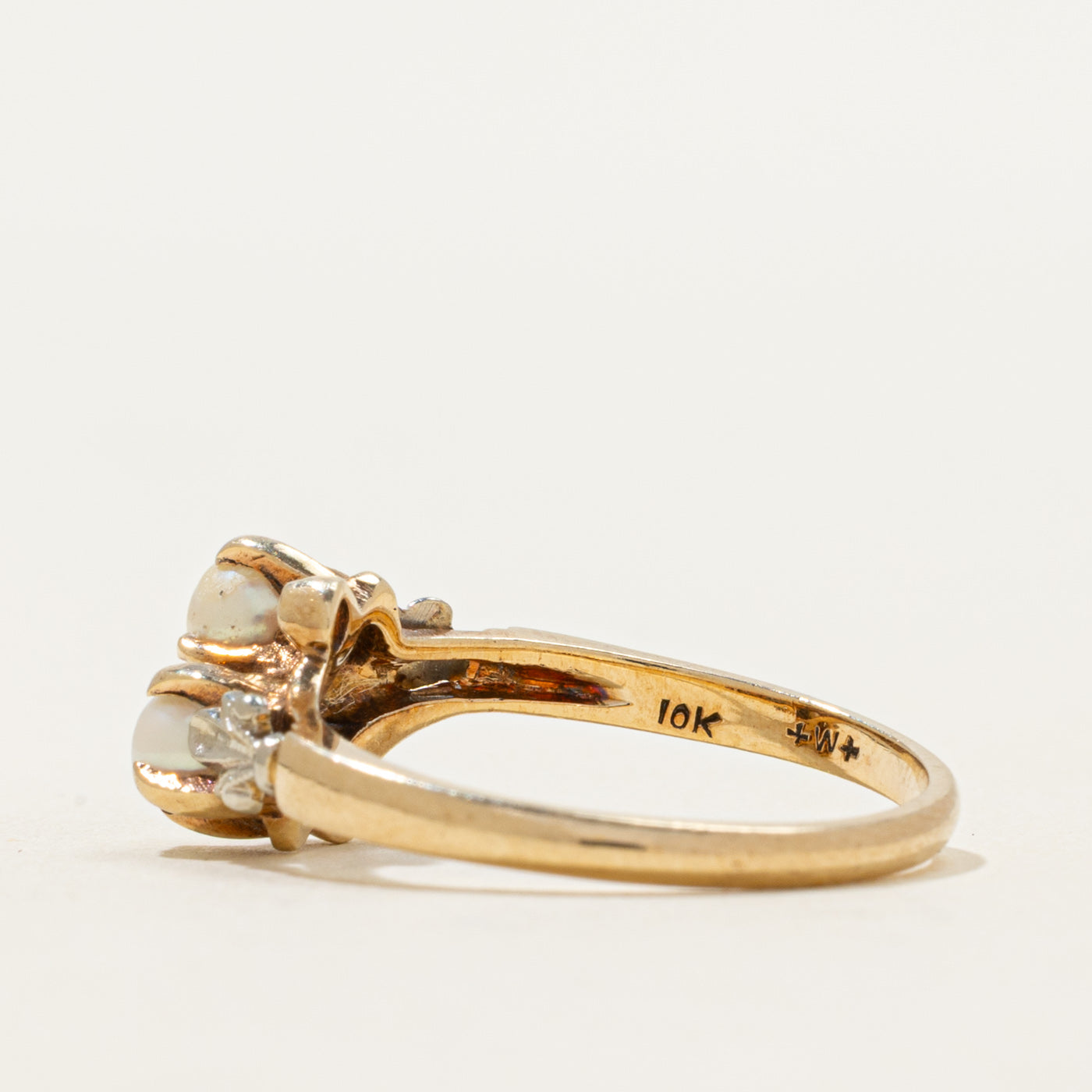 Vintage Toi et Moi Pearl Scrollwork Ring | SZ 6.5